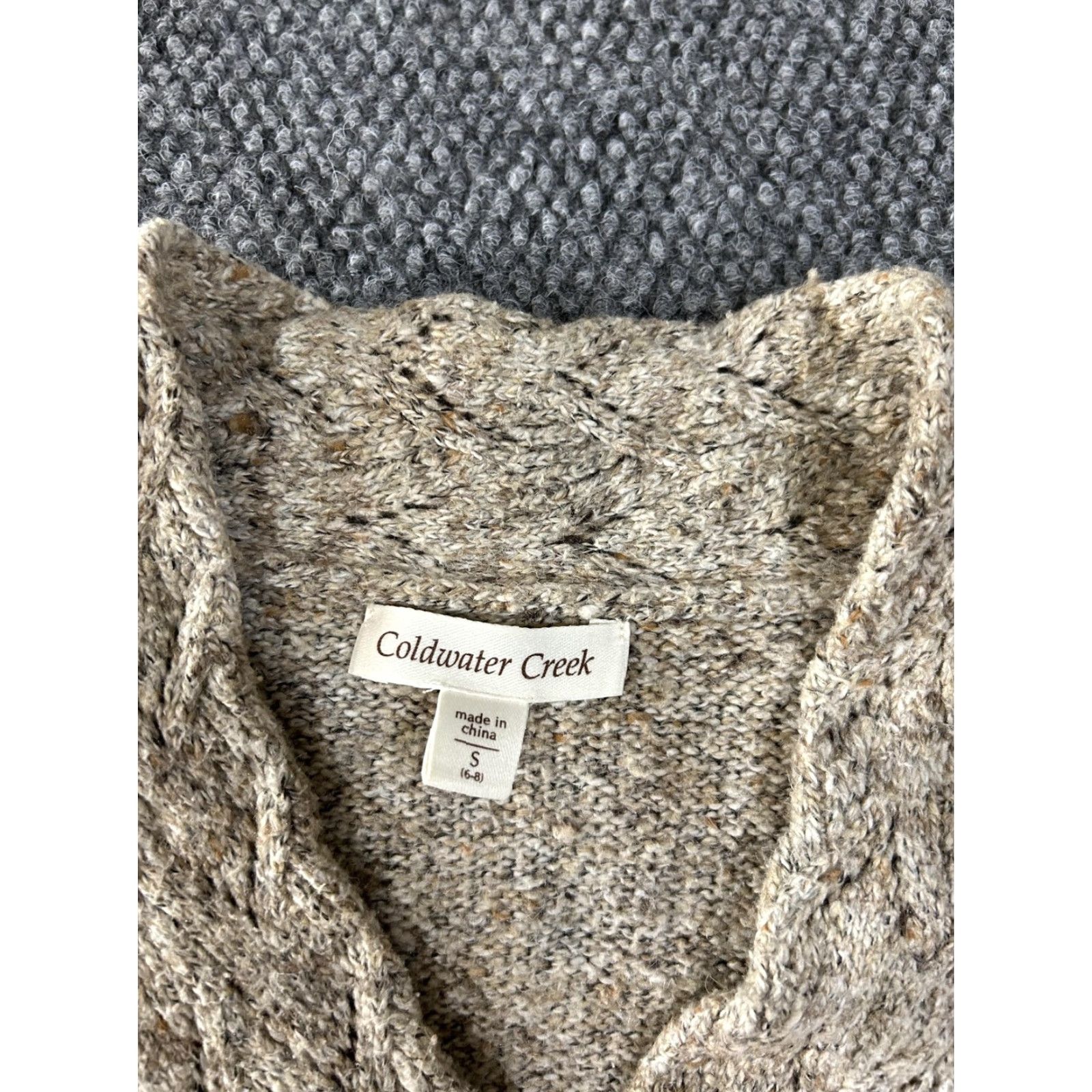 Coldwater Creek Coldwater Creek Sweater Adult Small Beige V-Neck Pullover Pointelle Long Sleeve Knit Womens Size S / US 4 / IT 40 - 3 Thumbnail
