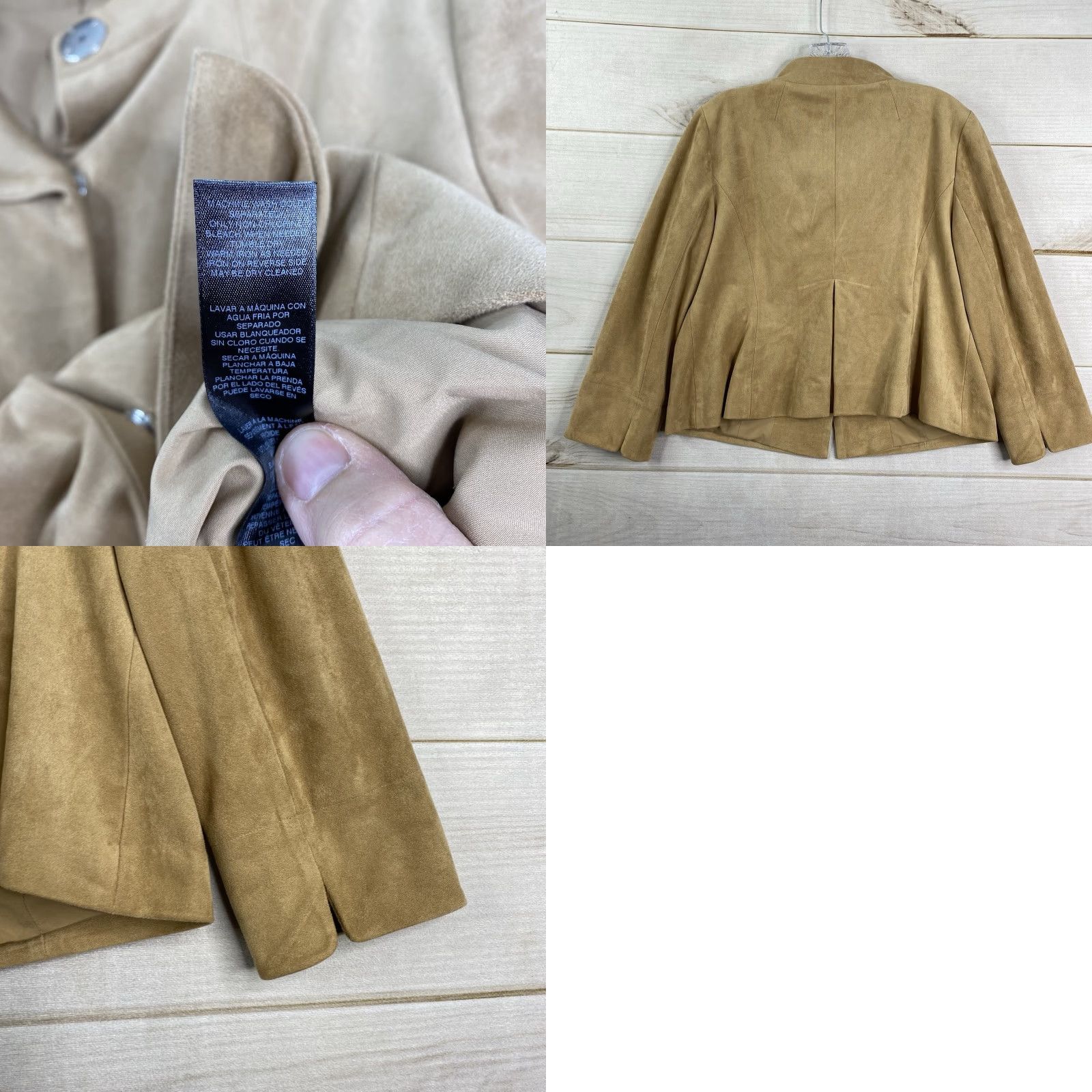 Vintage VINTAGE Chico's Jacket Sz 1 M 8/10 Tan Faux Suede Moto Blazer Snap Front Lined - Women - Size M - Brown - Motorcycle - 90s Size M / US 6-8 / IT 42-44 - 9 Thumbnail