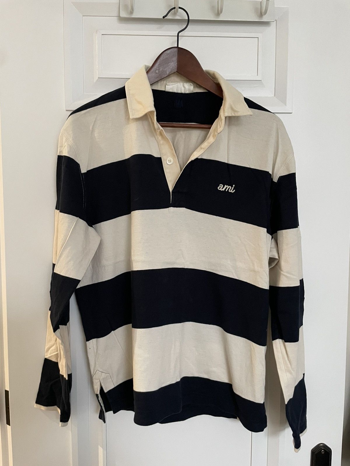 AMI AMI navy/cream colours long sleeve rugby shirt Size US M / EU 48-50 / 2 - 2 Thumbnail