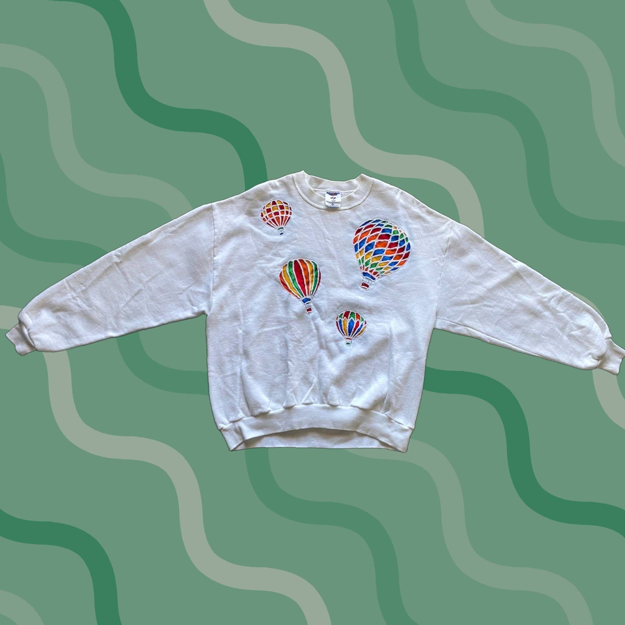 Jerzees VINTAGE Jerzees Sweatshirt White XL Men Pullover Made In USA Hot Air Balloons Size US XL / EU 56 / 4 - 1 Thumbnail