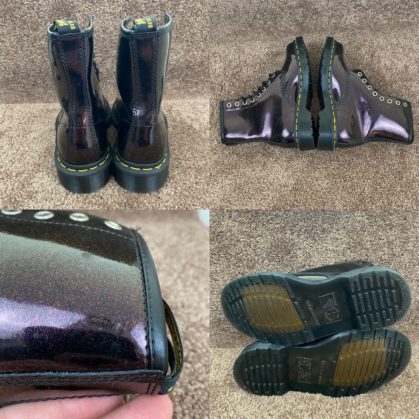 Dr. Martens Dr. Martens 1460 Boots Women Red Glitter 8 Eyelets Mid-Calf Lace Up US 5 Vintage No 7.5" Tall Leather Lining Faux Leather Busy? Size US 5 / IT 35 - 8 Thumbnail