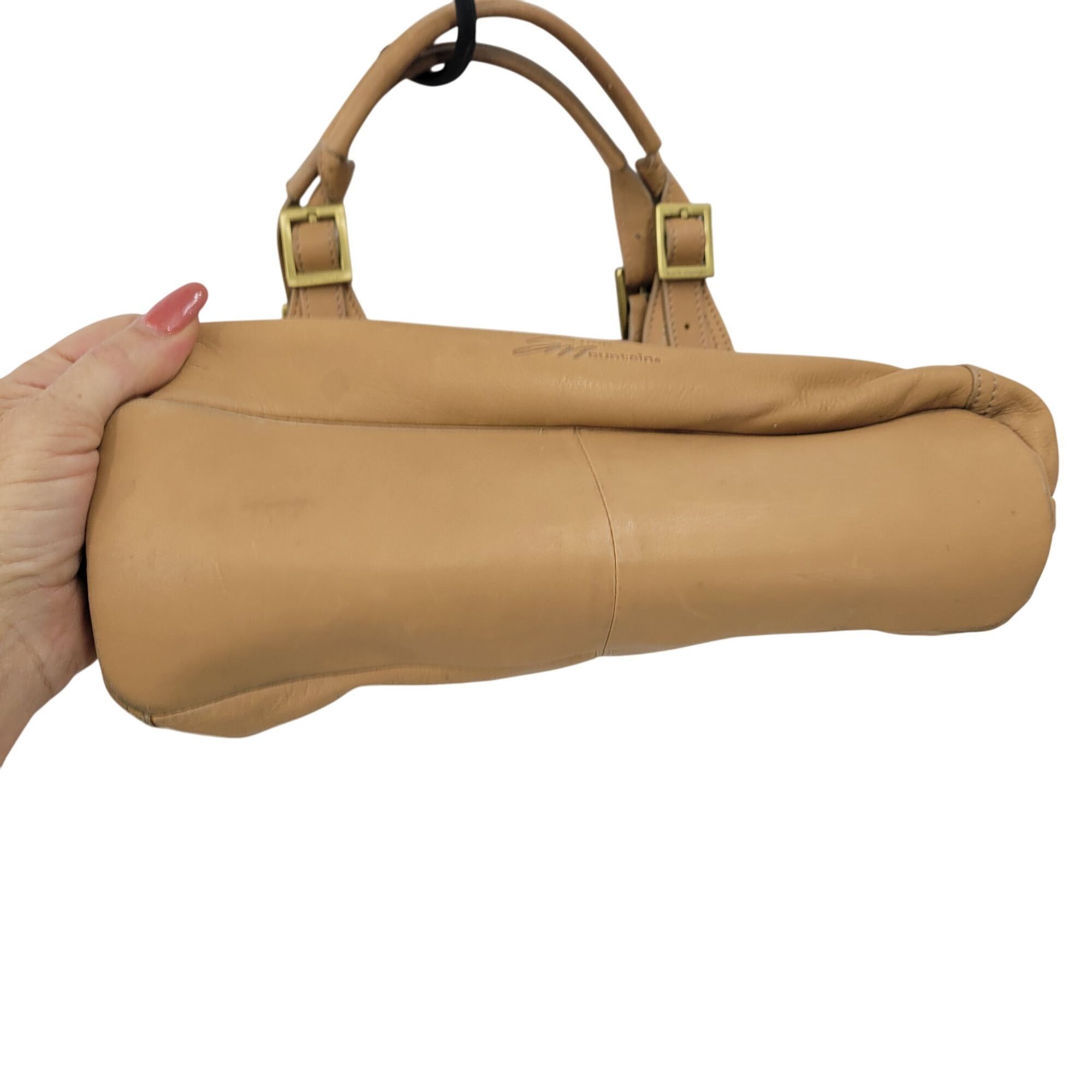 Vintage Stone Mountain Tan Genuine Leather Double Top Handle Handbag Size ONE SIZE - 13 Thumbnail