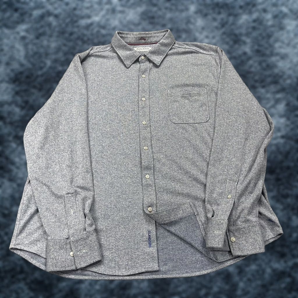 Tommy Bahama Tommy Bahama Shirt Mens 2XL XXL Blue San Lucio Stretch Herringbone IslandZone Shirt Size US XXL / EU 58 / 5 - 1 Thumbnail