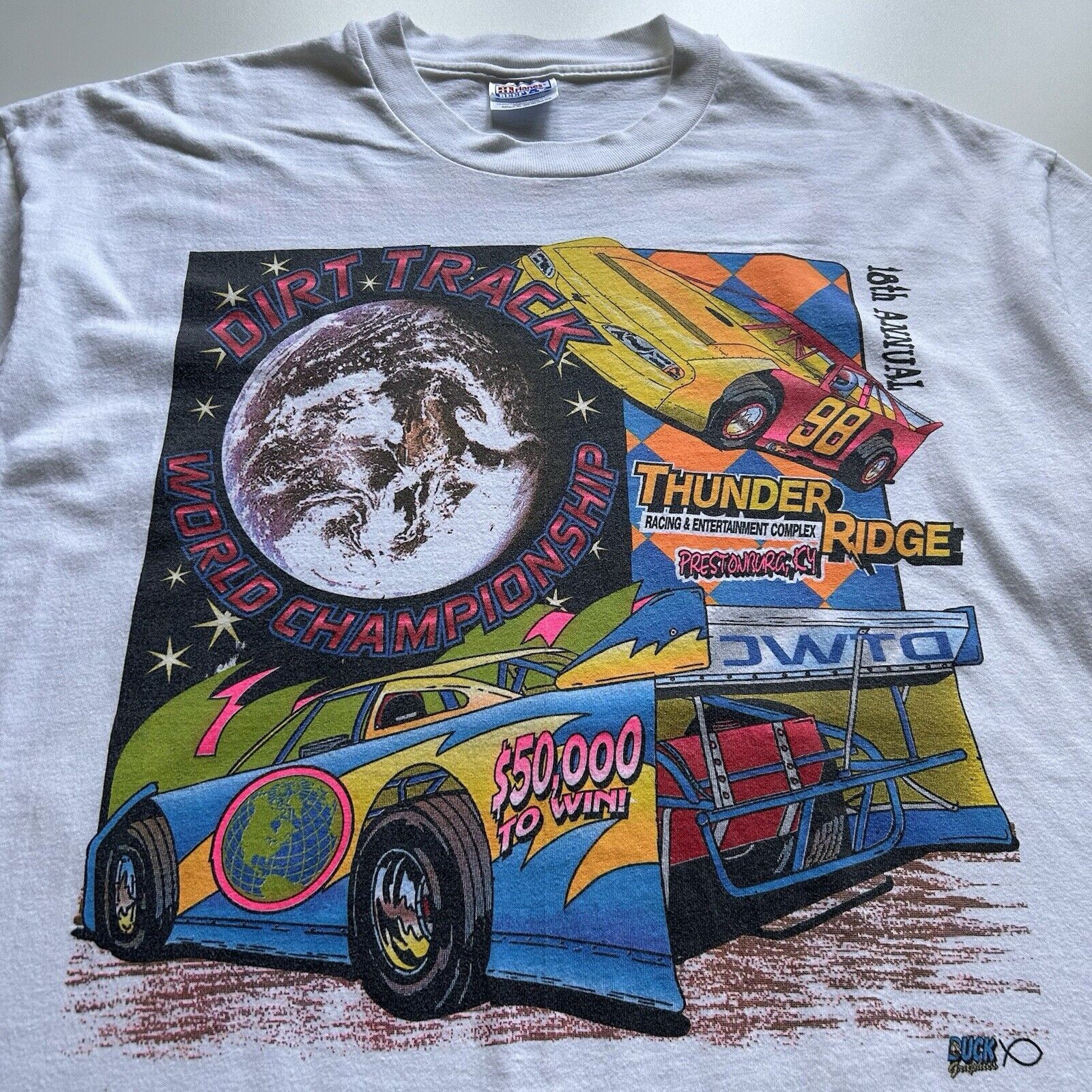 Hanes Vintage 90s Dirt Track World Champs Car Racing T Shirt XL Size US XL / EU 56 / 4 - 2 Thumbnail