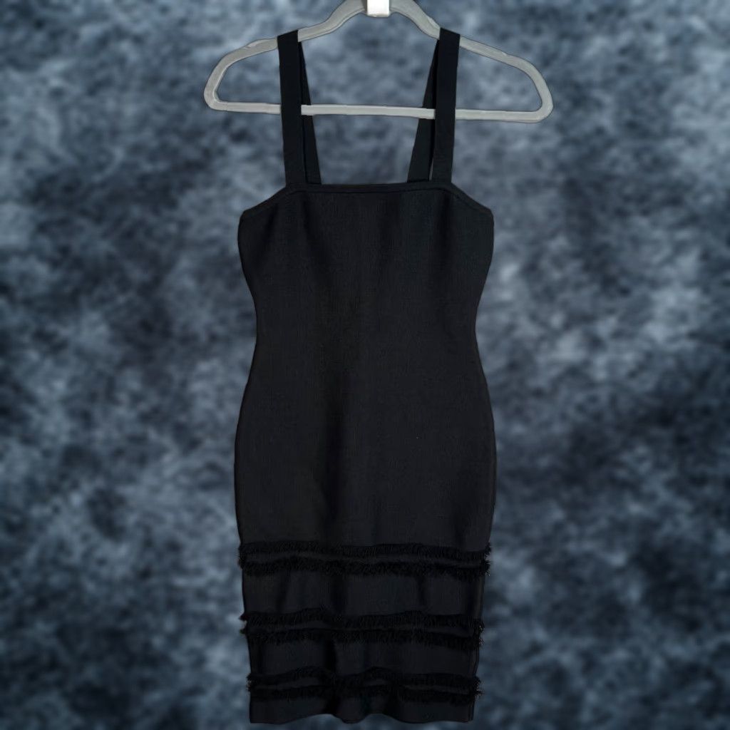 Bcbgmaxazria BCBGMAXAZRIA Dress Adult XXS Black Bandage Fringe Back Zip Bodycon Womens Size XXS / US 00 / IT 34 - 1 Thumbnail