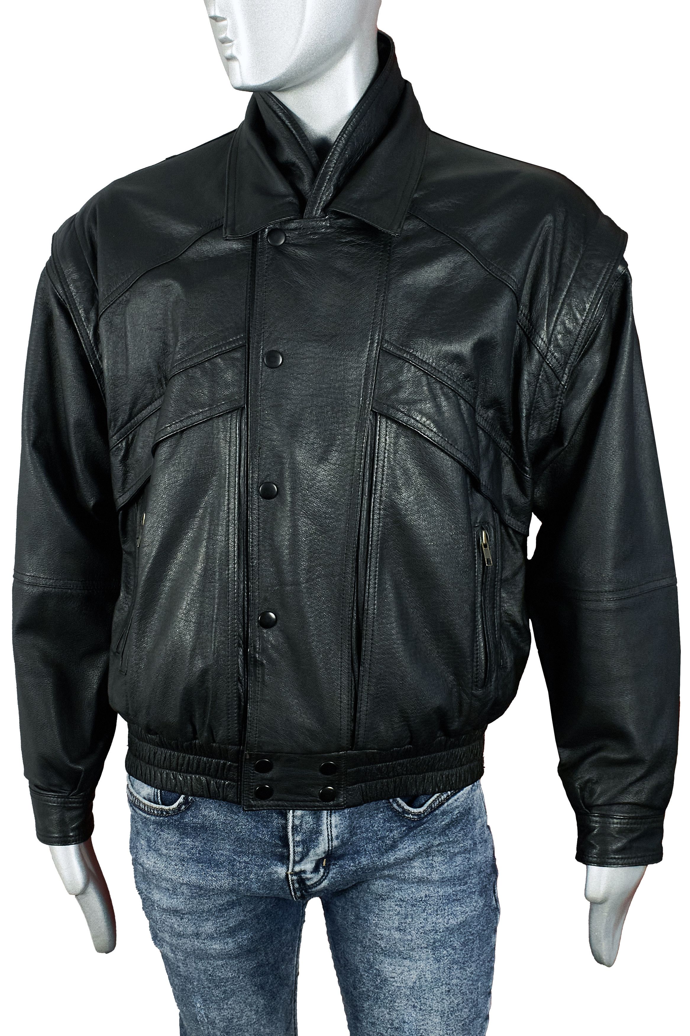 Vintage Vintage black leather jacket, bomber, vest Size US M / EU 48-50 / 2 - 2 Thumbnail