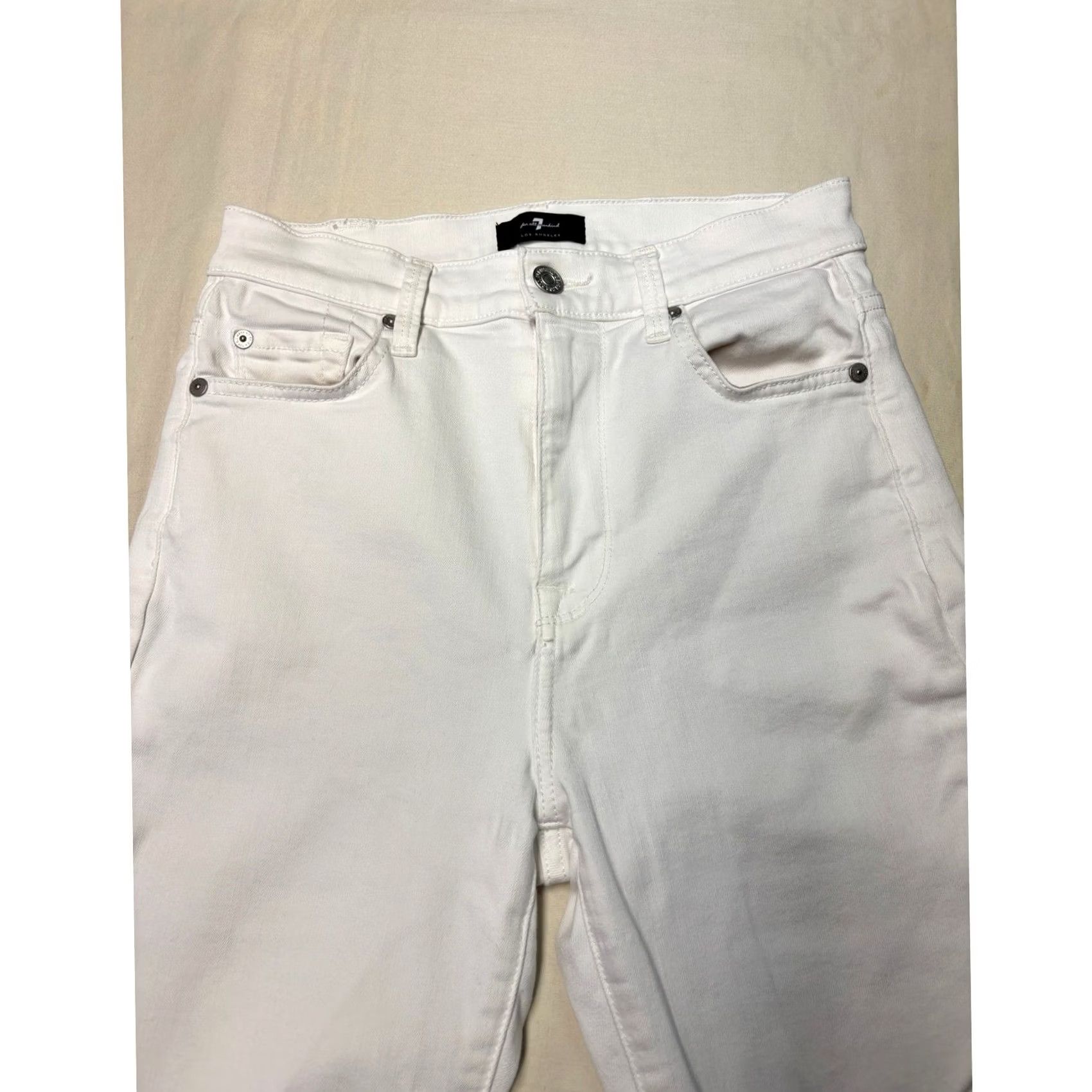 7 For All Mankind 7 For All Mankind The High Waist Ankle Skinny Jeans White Womens Size 26X27 Size 26" / US 2 / IT 38 - 2 Thumbnail