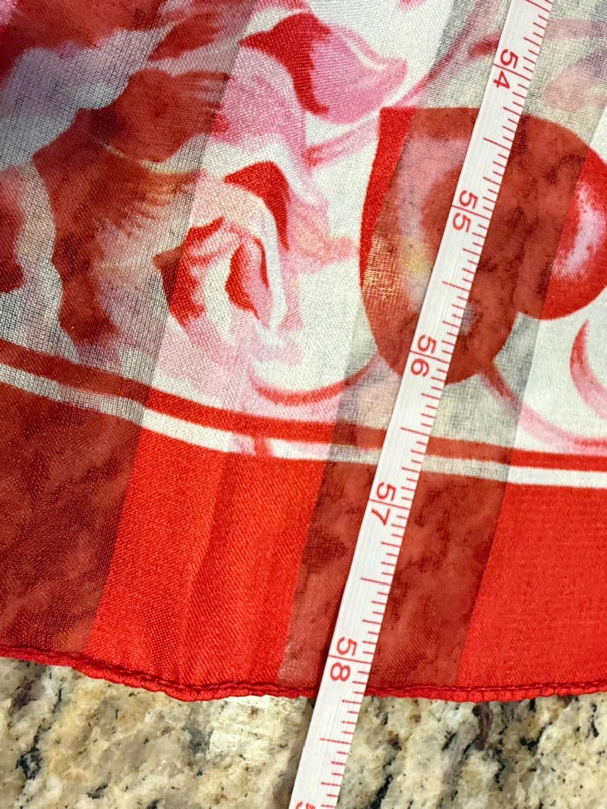 Other Tessitura heart pattern rectangular scarf pink red white OS Size ONE SIZE - 3 Thumbnail