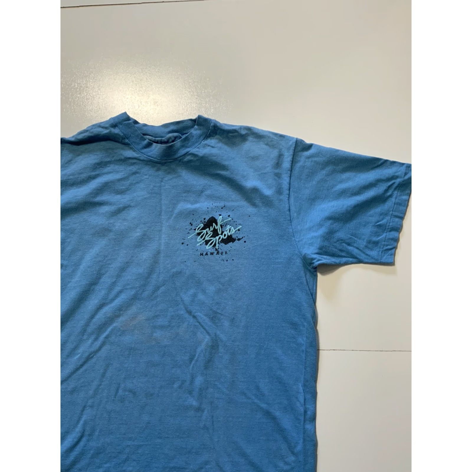 Vintage VINTAGE 80s 90s Surf Spots Hawaii Puff Print Single Stitch Skate Blue T-Shirt LG Mens Size US L / EU 52-54 / 3 - 3 Thumbnail