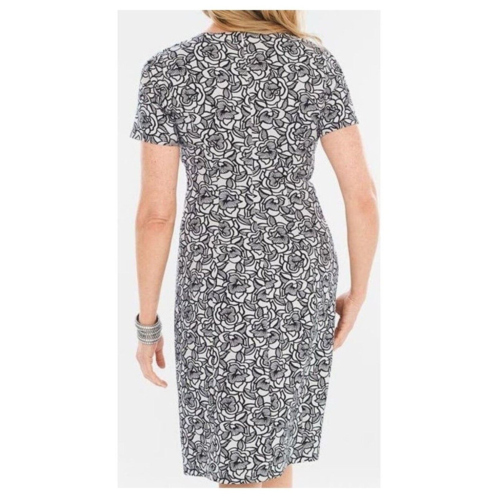 Chicos Chico's Dress Knee Length Textured Floral Jacquard Size M 1 Size M / US 6-8 / IT 42-44 - 2 Thumbnail