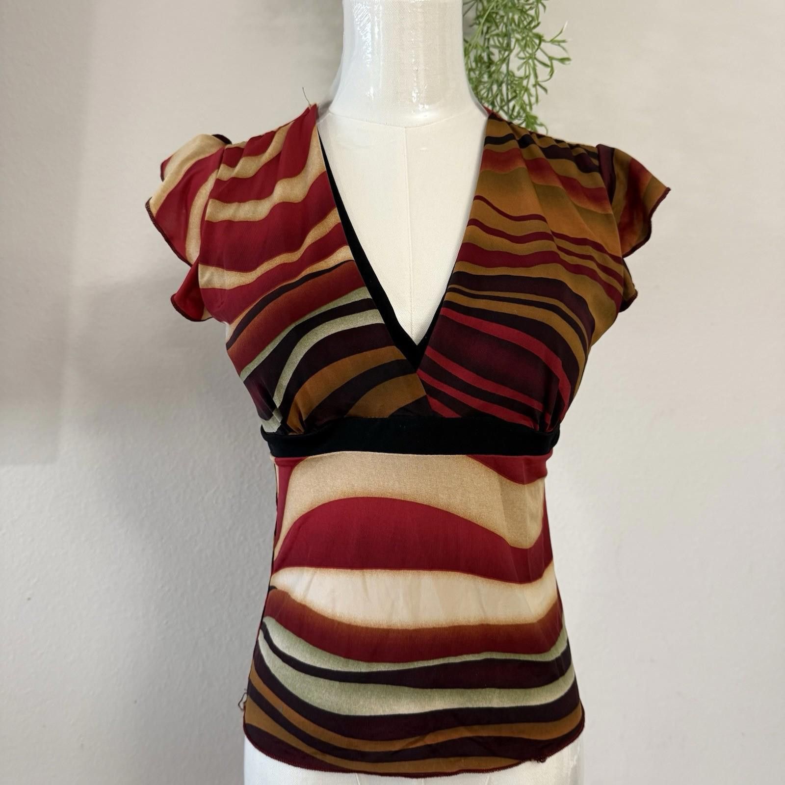 Other Rave Tiger Eye Y2k Blouse Size XS / US 0-2 / IT 36-38 - 1 Thumbnail