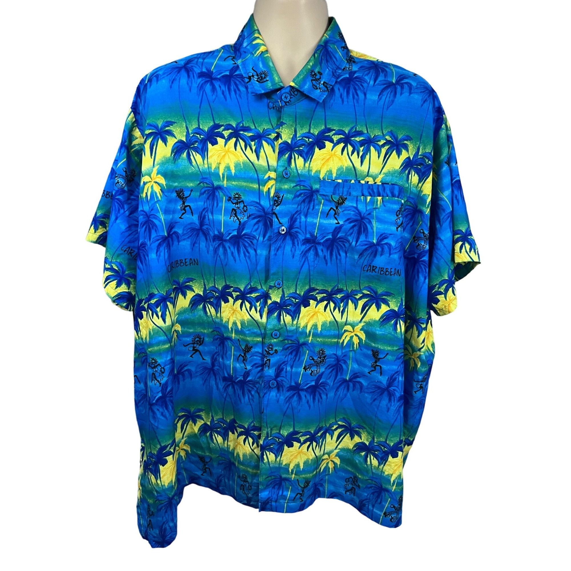 Vintage Rima Vintage Hawaiian Aloha Caribbean Blue Button Up Sh Size US XXL / EU 58 / 5 - 1 Thumbnail