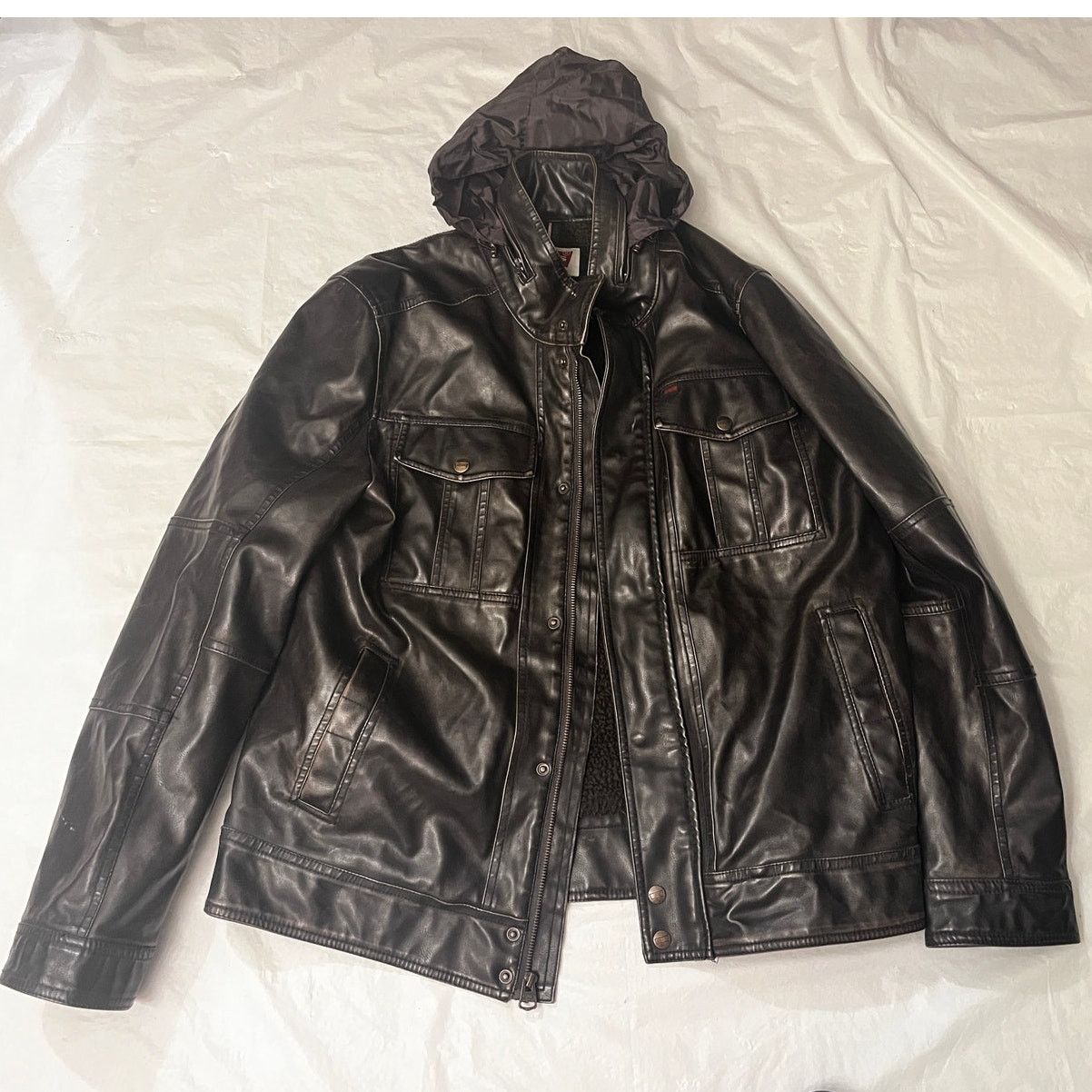 Levi's Levi's Faux Leather Sherpa Military Bomber Jacket W/ Hood Size US M / EU 48-50 / 2 - 4 Thumbnail