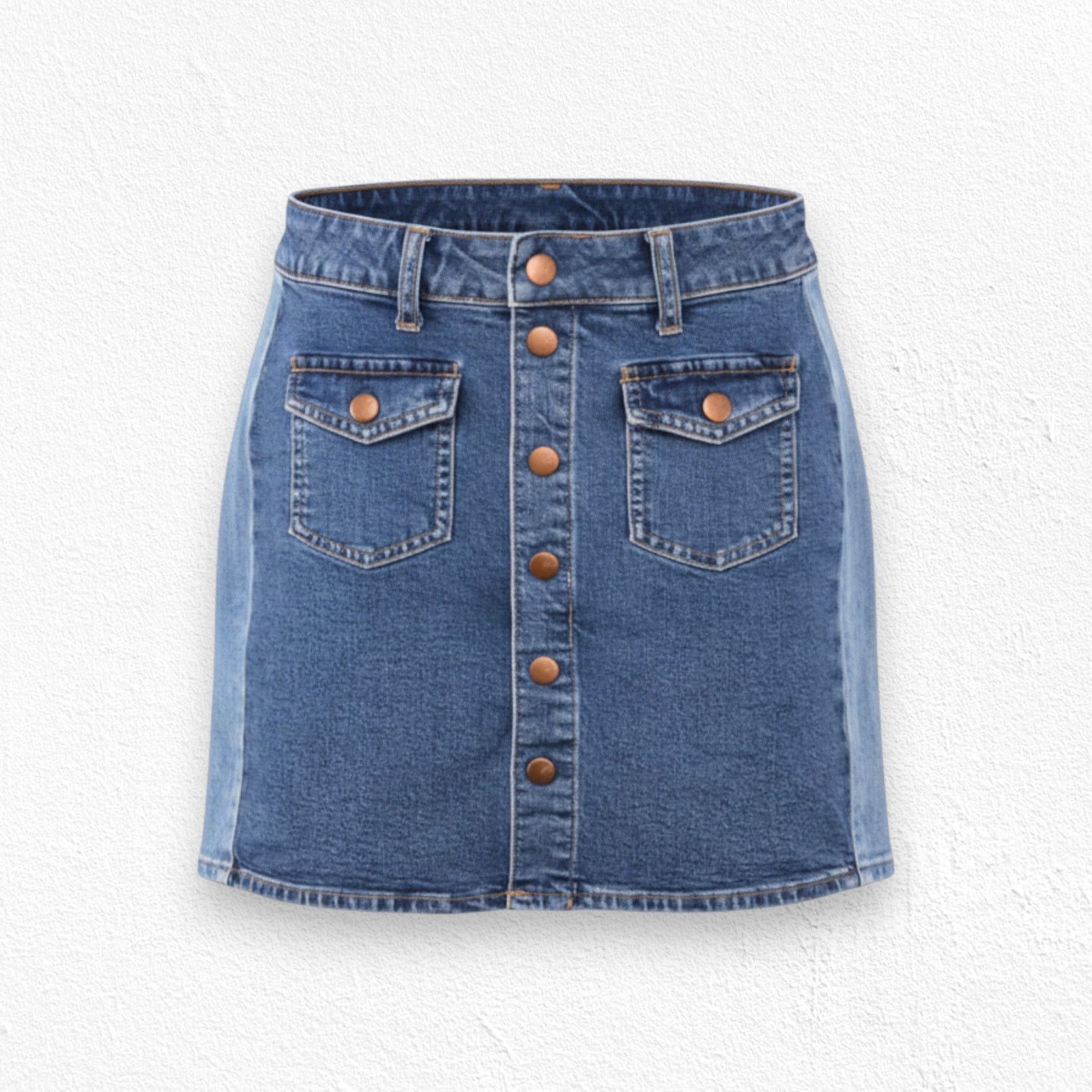 Madewell Madewell Two Tone Button Front Denim Mini Skirt Size 26 Size 26" / US 2 / IT 38 - 1 Thumbnail