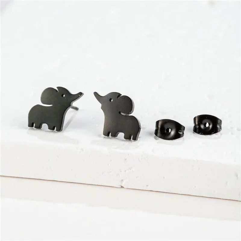 Jewelry Elephant Mini Stud Earrings Charm Earring Gift Size ONE SIZE - 1 Preview