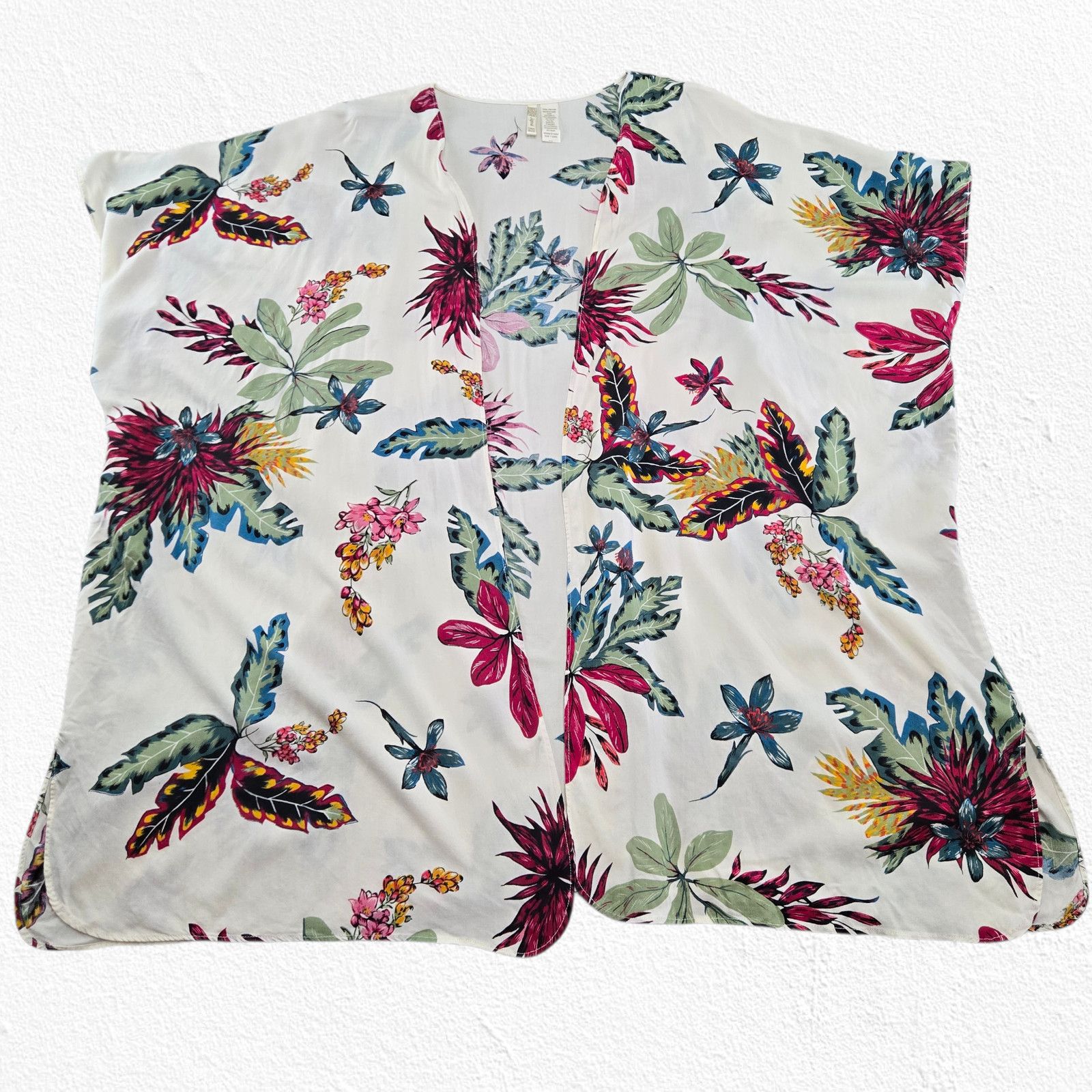 Other Tropical Floral Kimono Cardigan Open Front Boho One Size Size ONE SIZE - 2 Thumbnail