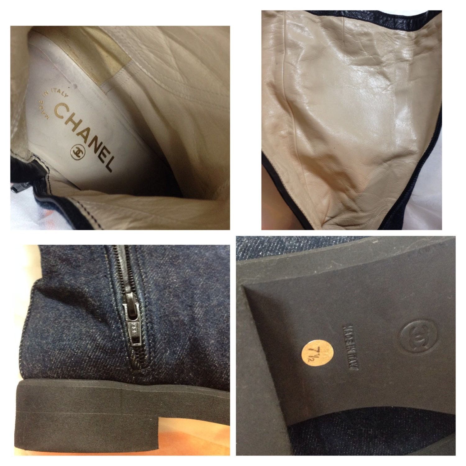 Chanel MINT. Vintage CHANEL mid high boots, black and denim combo Size US 7 / IT 37 - 3 Thumbnail