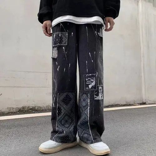 VIBE Retro patchwork printed ripped jeans Size US 32 / EU 48 - 6 Thumbnail