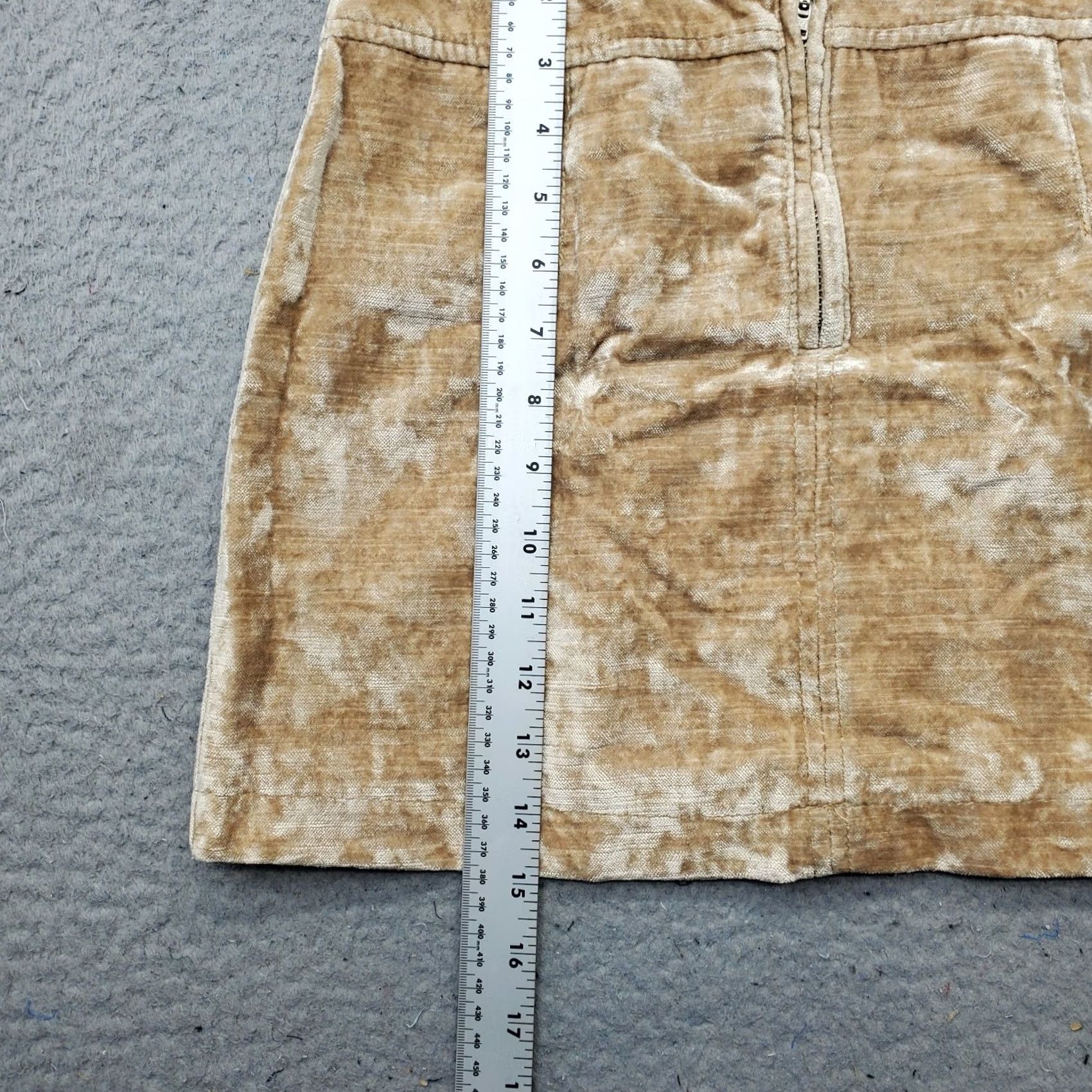 Free People Free People Skirt Womens 0 Tan Crushed Velvet A-Line Mini Lined Pockets Size 25" / US 0 / IT 36 - 3 Thumbnail
