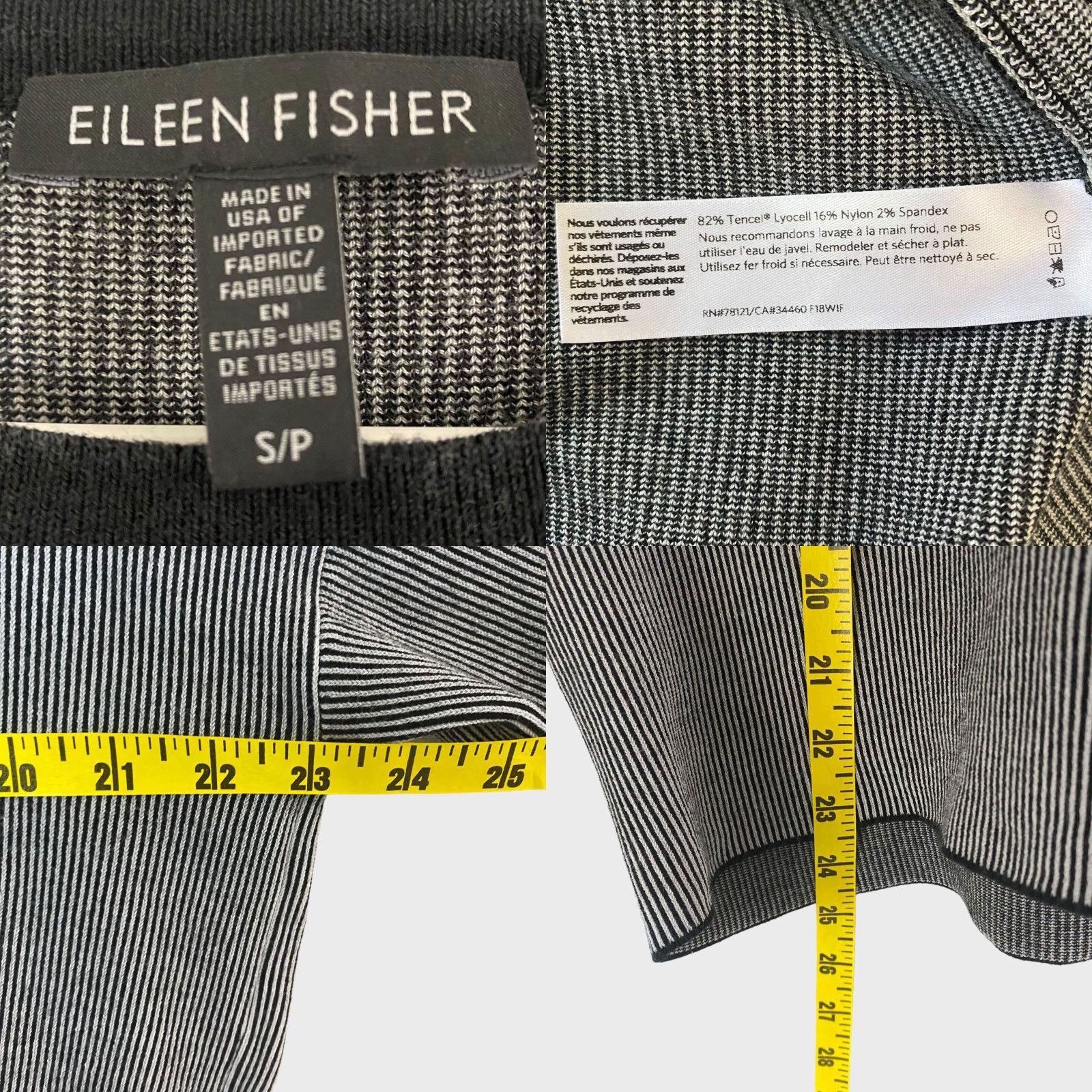 Eileen Fisher EILEEN FISHER Vertical Stripe Ribbed Sweater Black & White Womens Small Crewneck Size S / US 4 / IT 40 - 8 Thumbnail