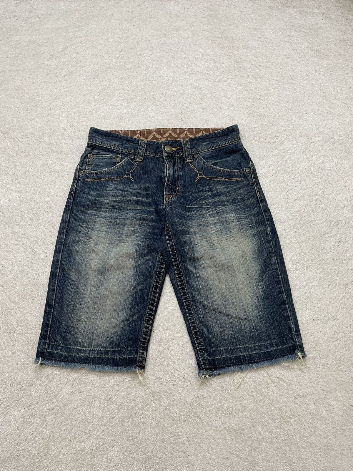 Japanese Brand 2000s Edwin Jorts Raw Denim Mudwash Ripped Jeans Y2K LGB Size US 29 - 1 Thumbnail