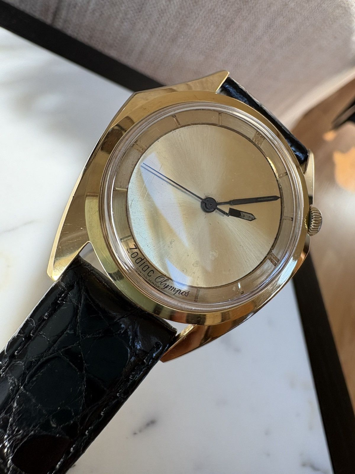 Other Zodiac Olympos 703-918 VTG 70s Mystery Dial 17J Swiss Auto Size ONE SIZE - 5 Thumbnail