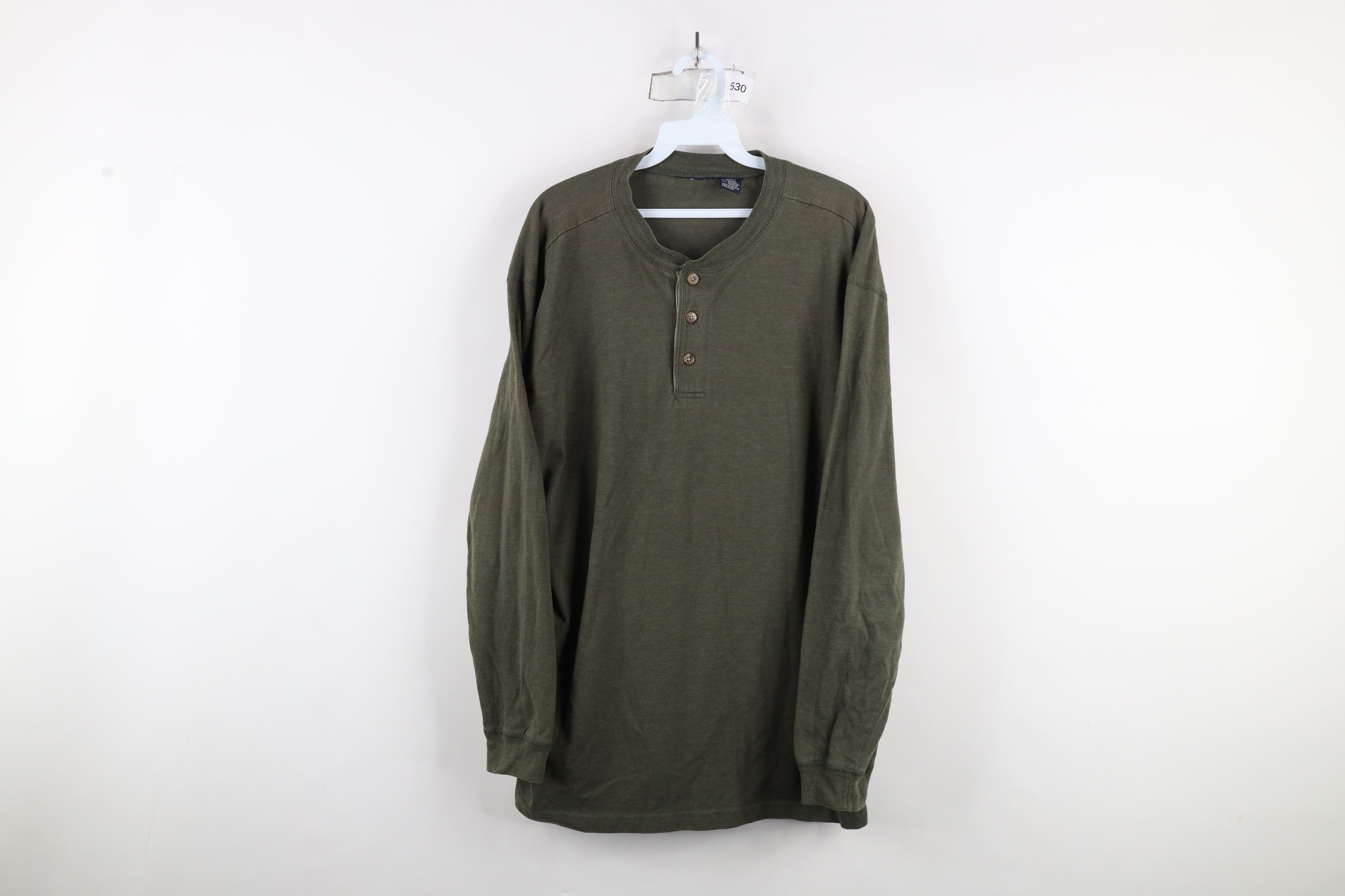 Vintage Vintage 90s Streetwear Long Sleeve Henley T-Shirt Green Size US L / EU 52-54 / 3 - 1 Thumbnail