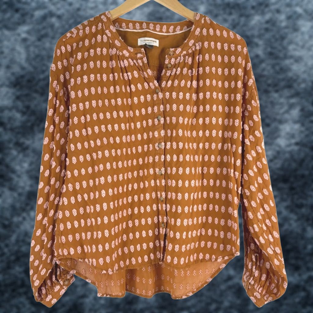 Anthropologie Anthropologie Pilcro Tavi Textured Button Down Blouse Rust Orange S OB1104511 Size S / US 4 / IT 40 - 1 Thumbnail