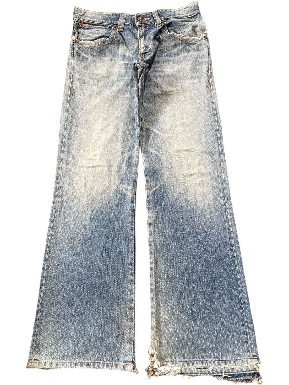 Edwin Vintage Edwin 503 Faded Wash Distress Flare Jeans Size US 33 - 1 Thumbnail