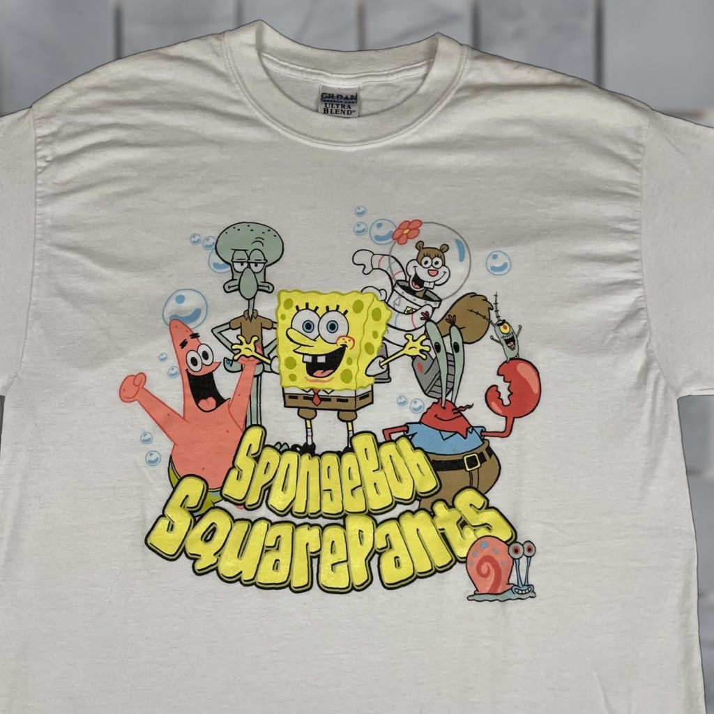 Vintage VINTAGE SpongeBob Shirt Adult L White Cartoon Logo Graphic Tee Mens XS? Size US L / EU 52-54 / 3 - 1 Thumbnail