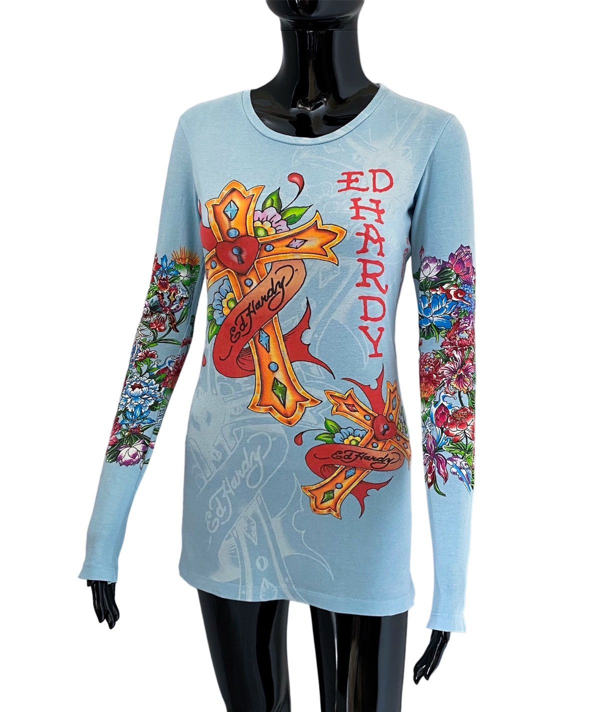Ed Hardy Ed Hardy by Christian Audigier Long Sleeve Tee / T Shirt Size S / US 4 / IT 40 - 3 Thumbnail
