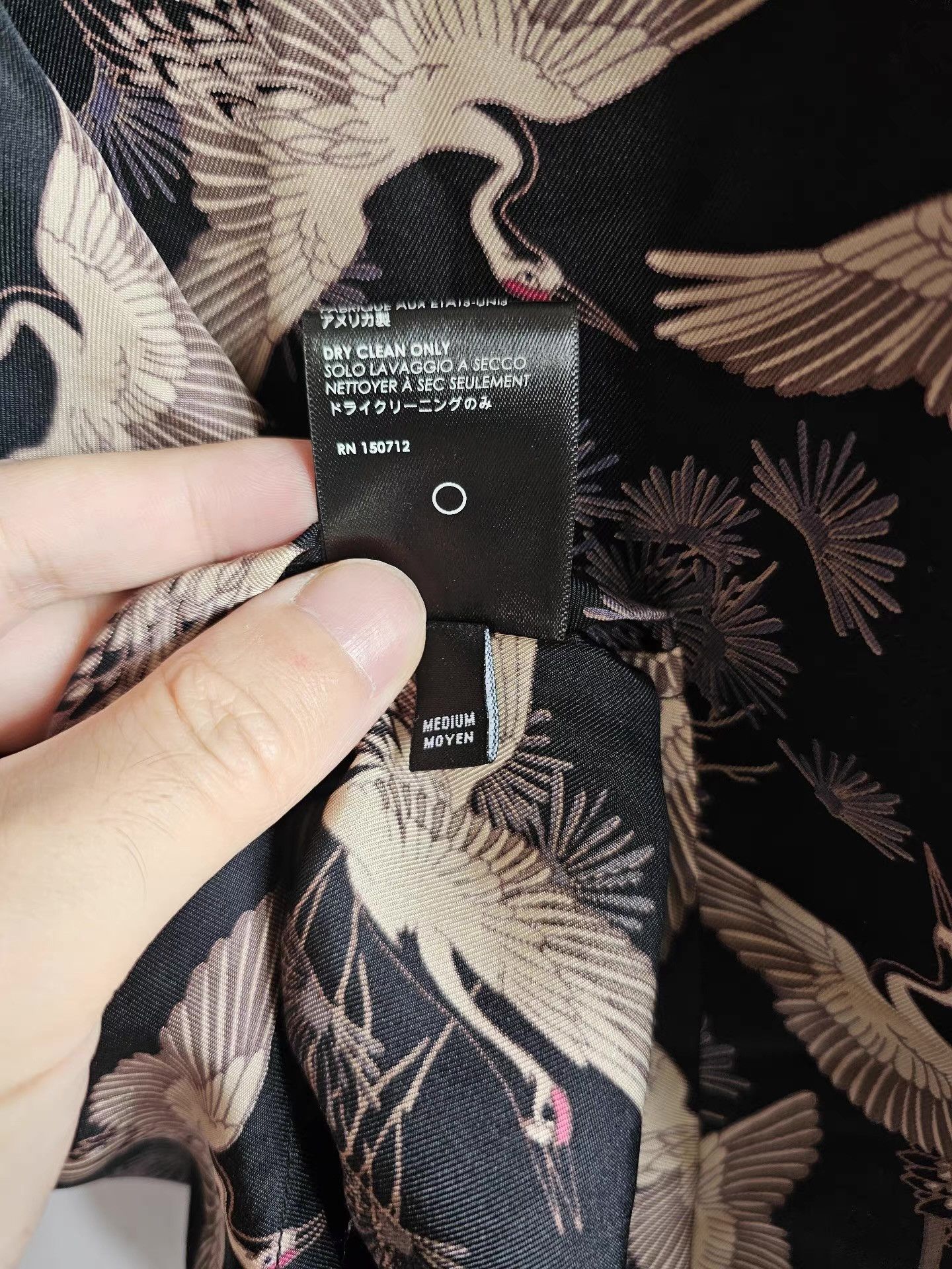 Amiri Amiri black short-sleeve shirt with white crane print, Size US M / EU 48-50 / 2 - 6 Thumbnail