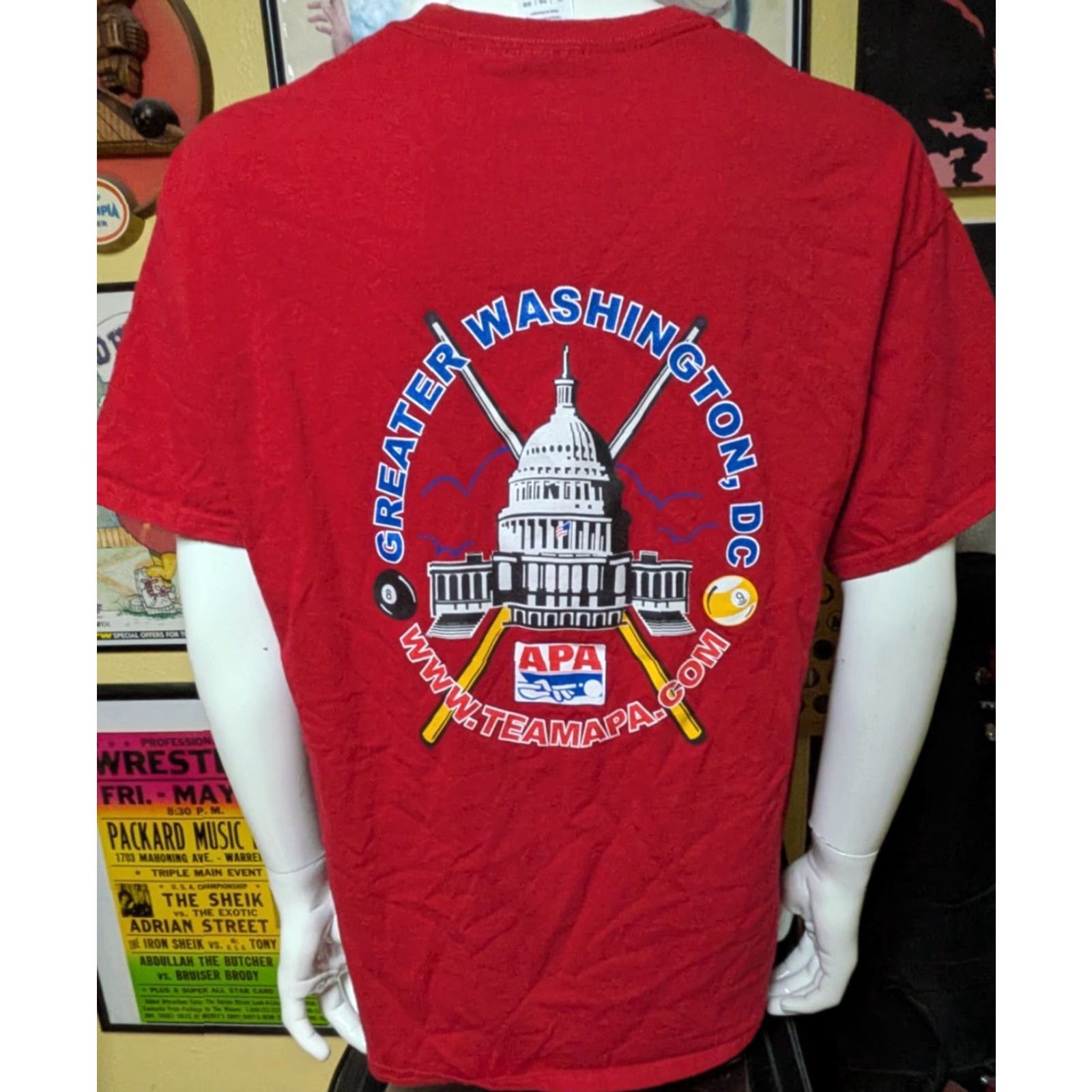 Gildan VINTAGE APA Greater Washington DC T Shirt XL Red Pool Billiards Mens Size US XL / EU 56 / 4 - 3 Thumbnail