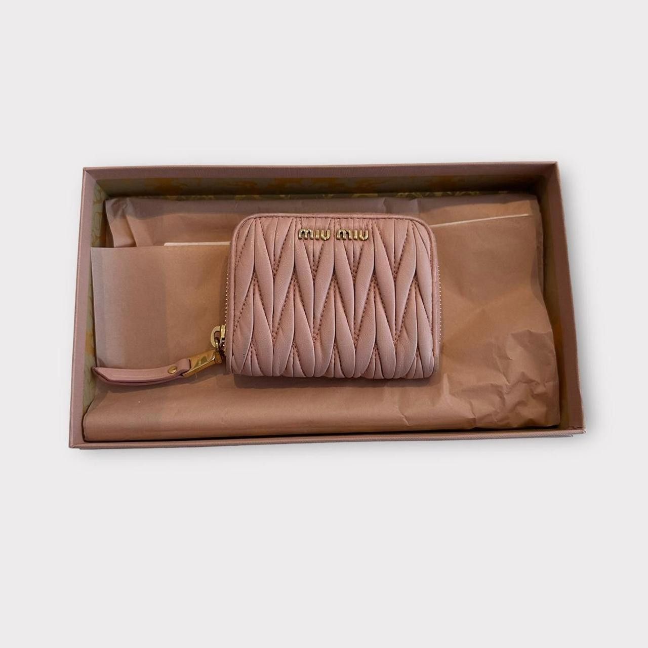 image of Miu Miu Pink Matelasse Wallet, Women's