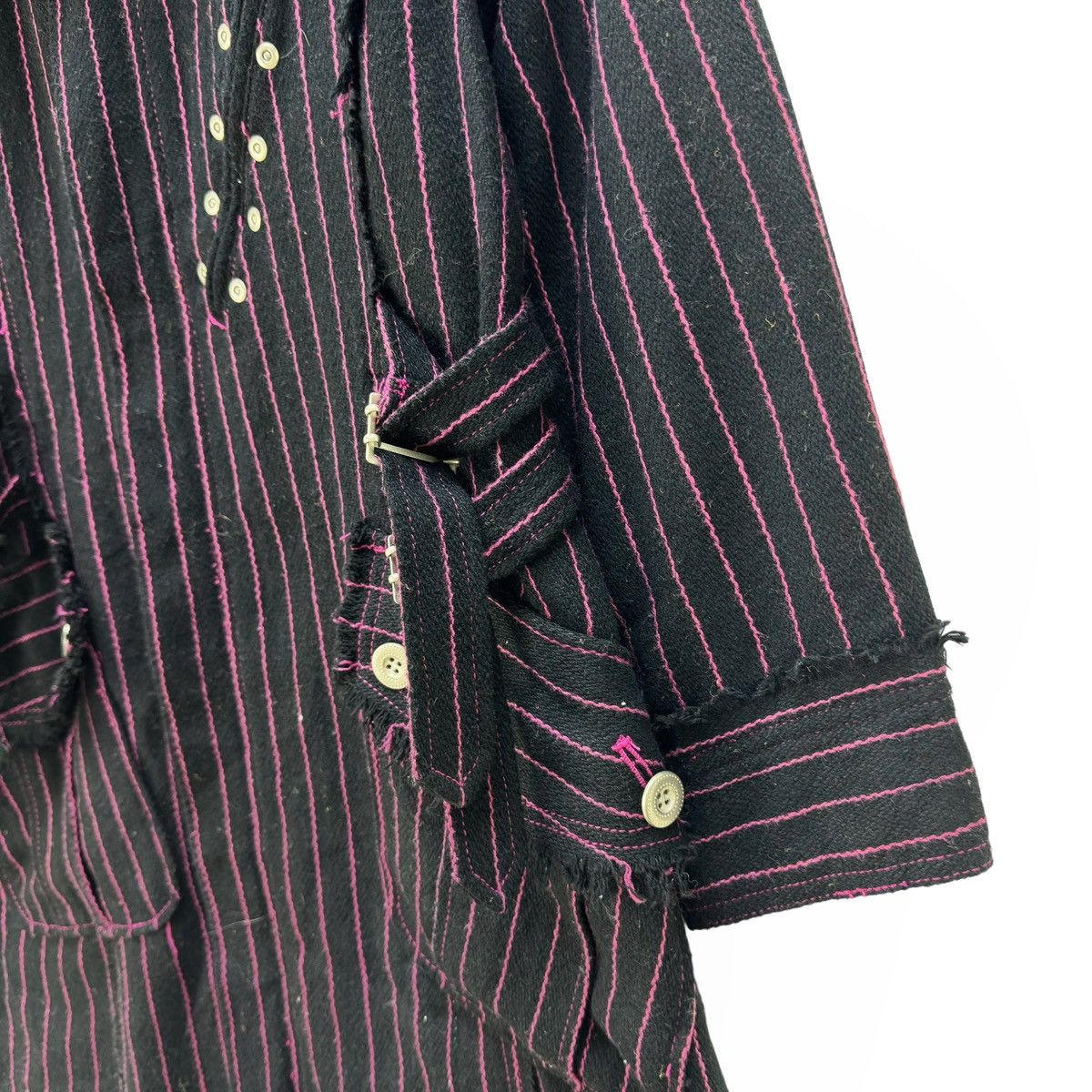 20471120 ⚡️ALGONQUINS HOODIE STRIPED GOTHIC PUNK BONDAGE JACKET Size L / US 10 / IT 46 - 6 Thumbnail