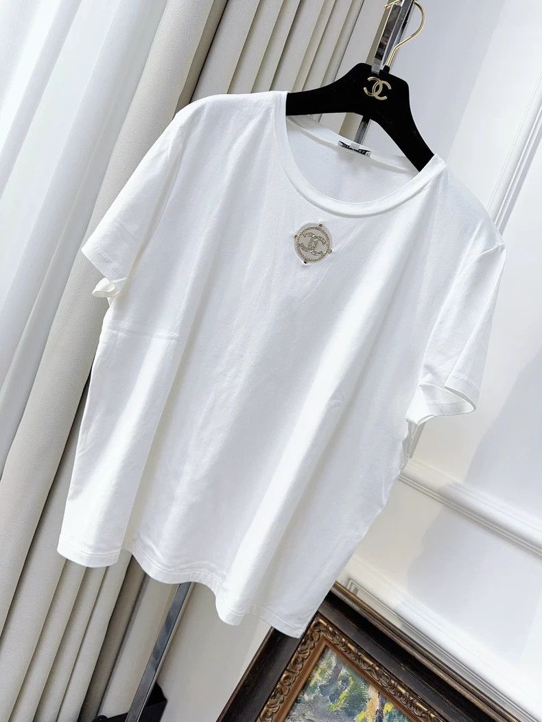 Chanel 20s Crystal Logo Short Sleeve T-Shirt- dmc