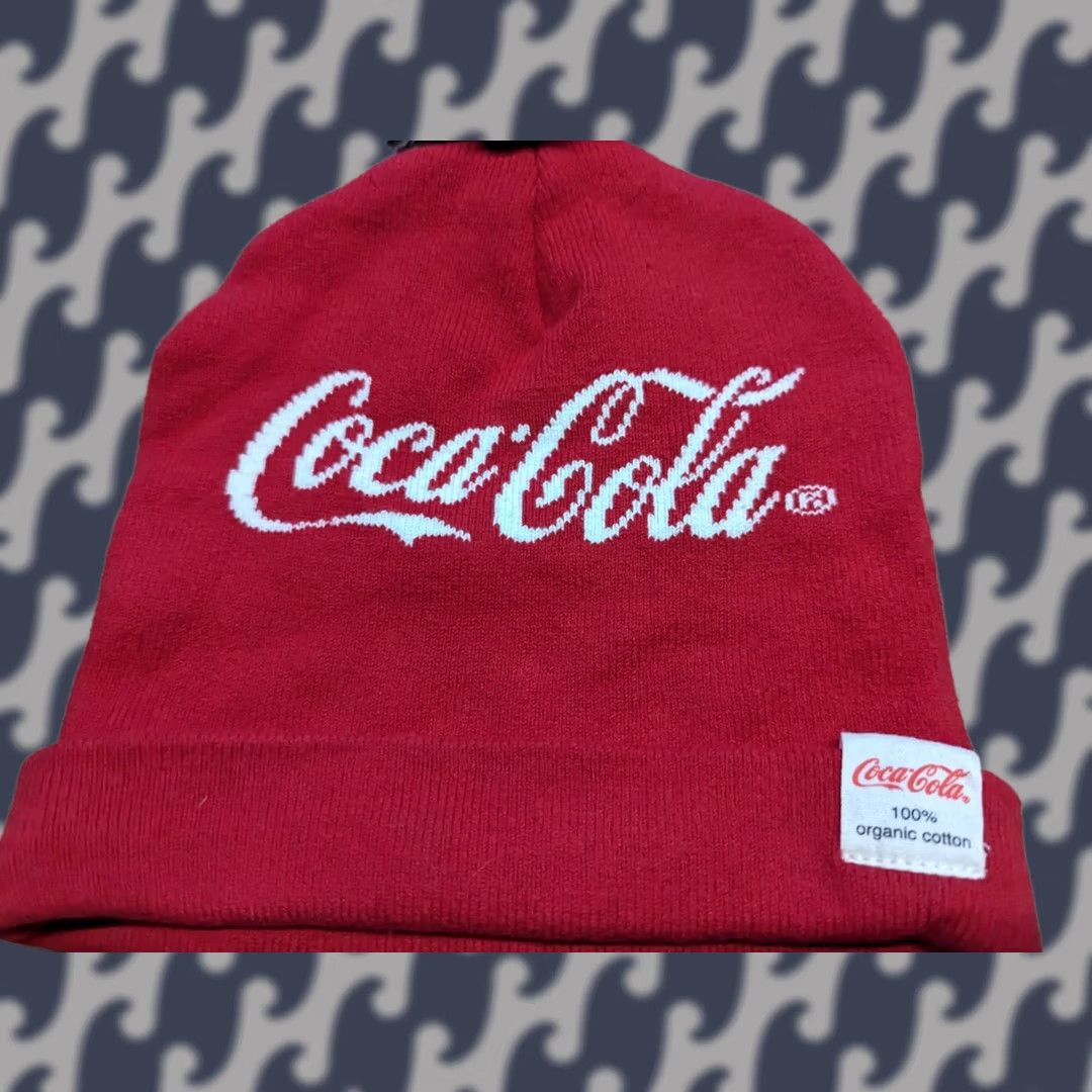 Vintage Coca Cola Red Beanie Hat One Size Pom Pom Cuffed Spell Out Central Logo Unisex Adults Knits Acrylic Beanie Winter Fall Spring Handmade No Vintage N/A Size ONE SIZE - 1 Thumbnail