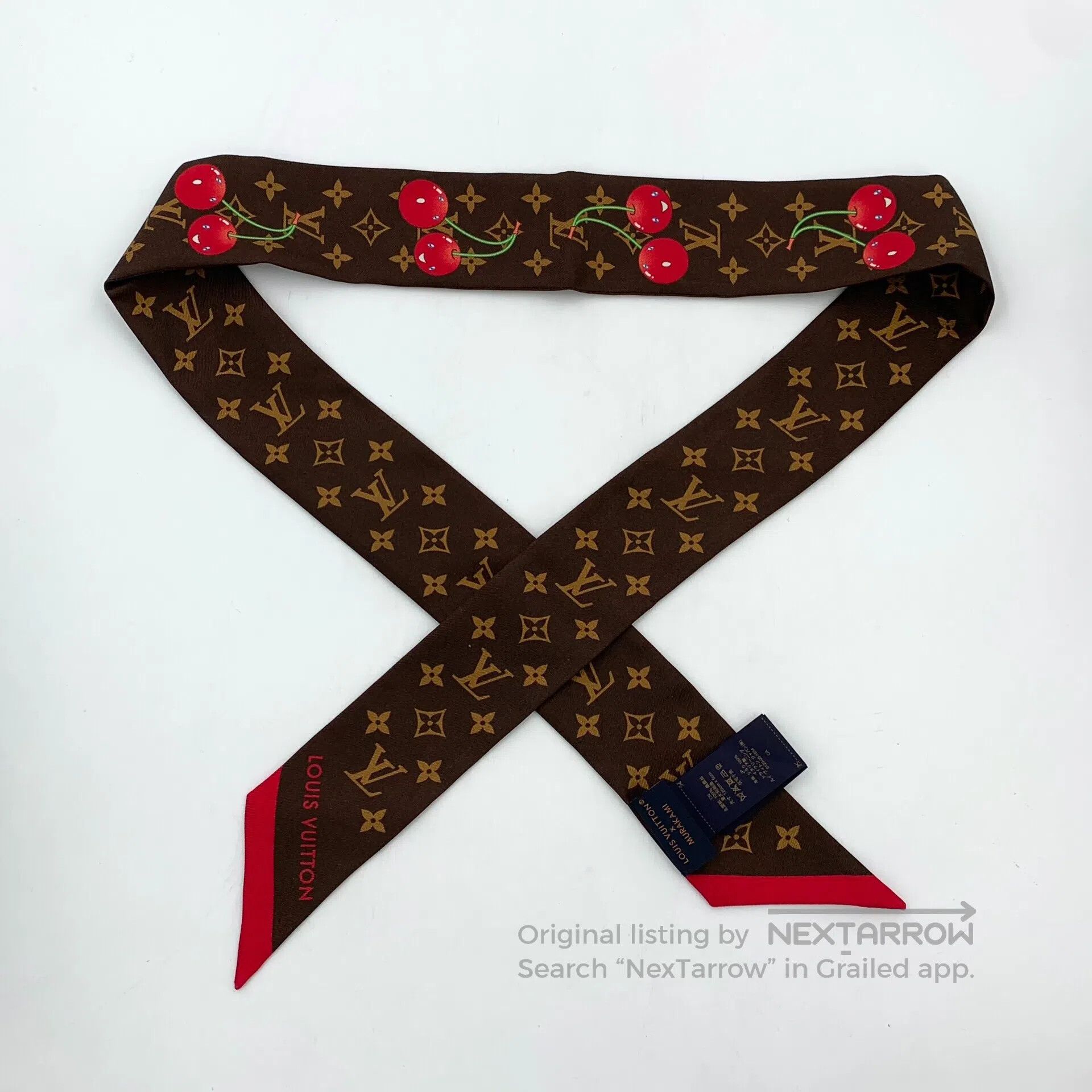 Louis Vuitton Louis Vuitton Dark Brown Logo Monogram Printed Silk Scarf| Size ONE SIZE - 1 Thumbnail