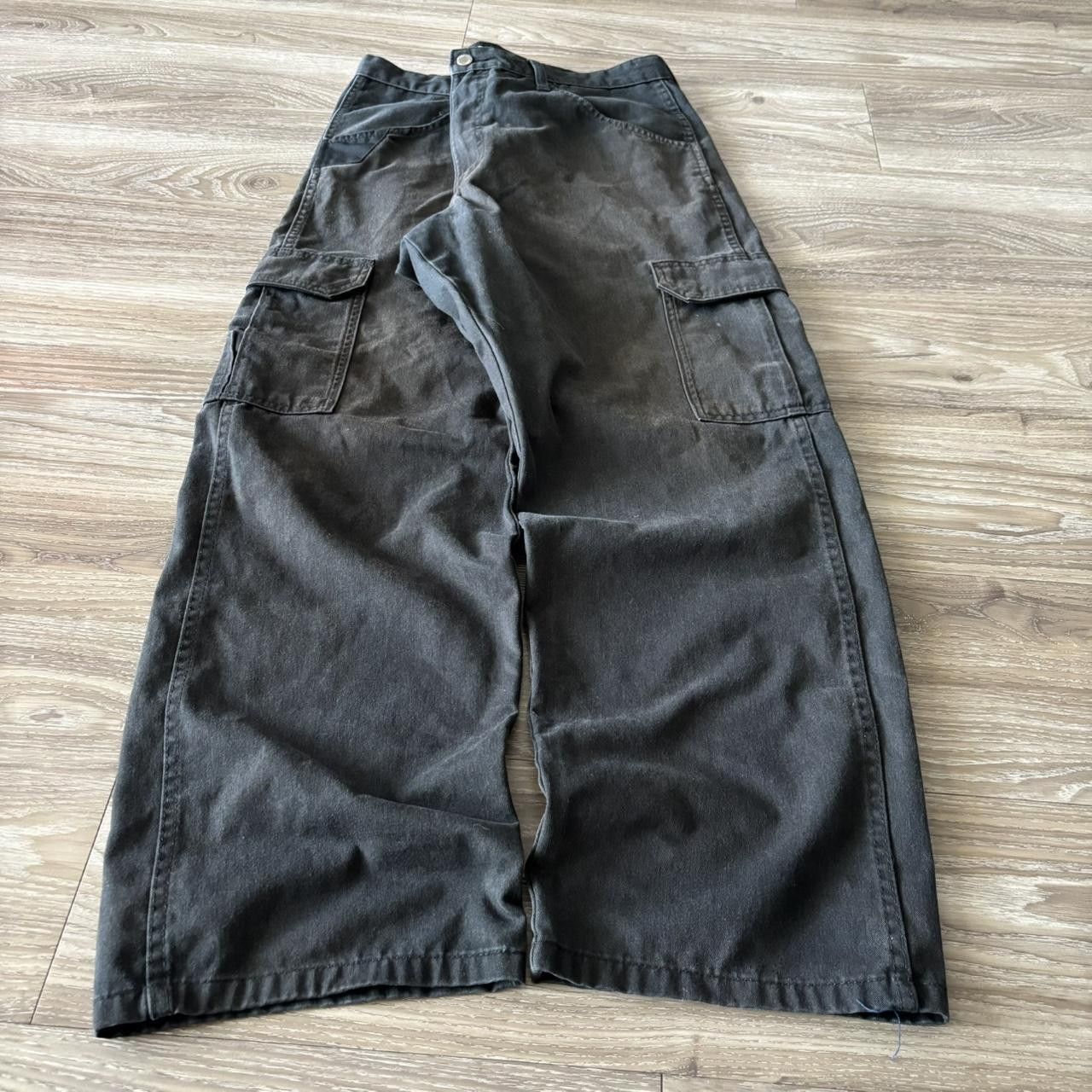 Vintage Crazy Vintage Y2K/2000s Baggy Faded Black Workwear Skater Style Cargo Pants! 36x30 Size US 36 / EU 52 - 3 Thumbnail
