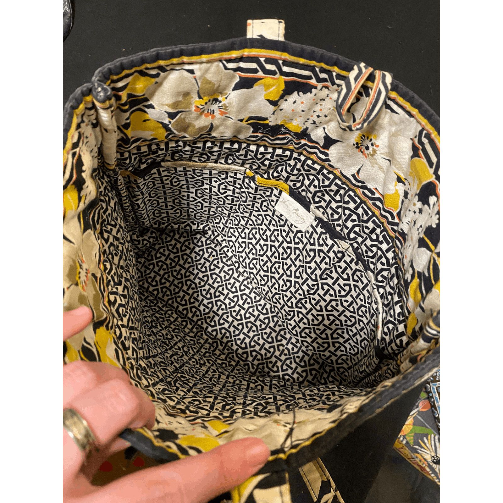 Vera Bradley Vera Bradley Retired Dogwood Tote Yellow Black Floral Bag Size ONE SIZE - 3 Thumbnail