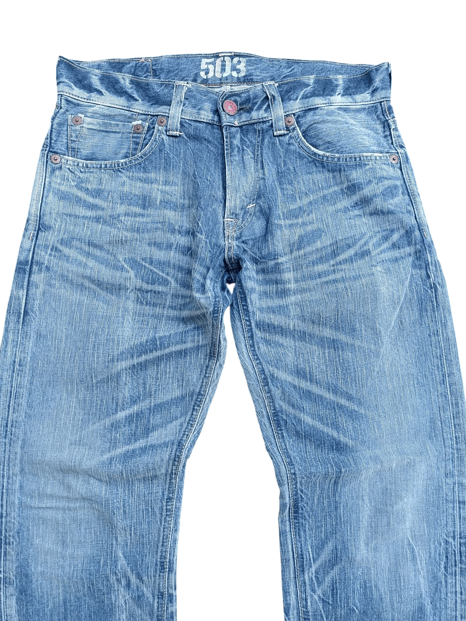 Edwin × Vintage RARE 🔥 Edwin 503 Mission Whisker Faded Denim E240 Size US 32 / EU 48 - 3 Thumbnail