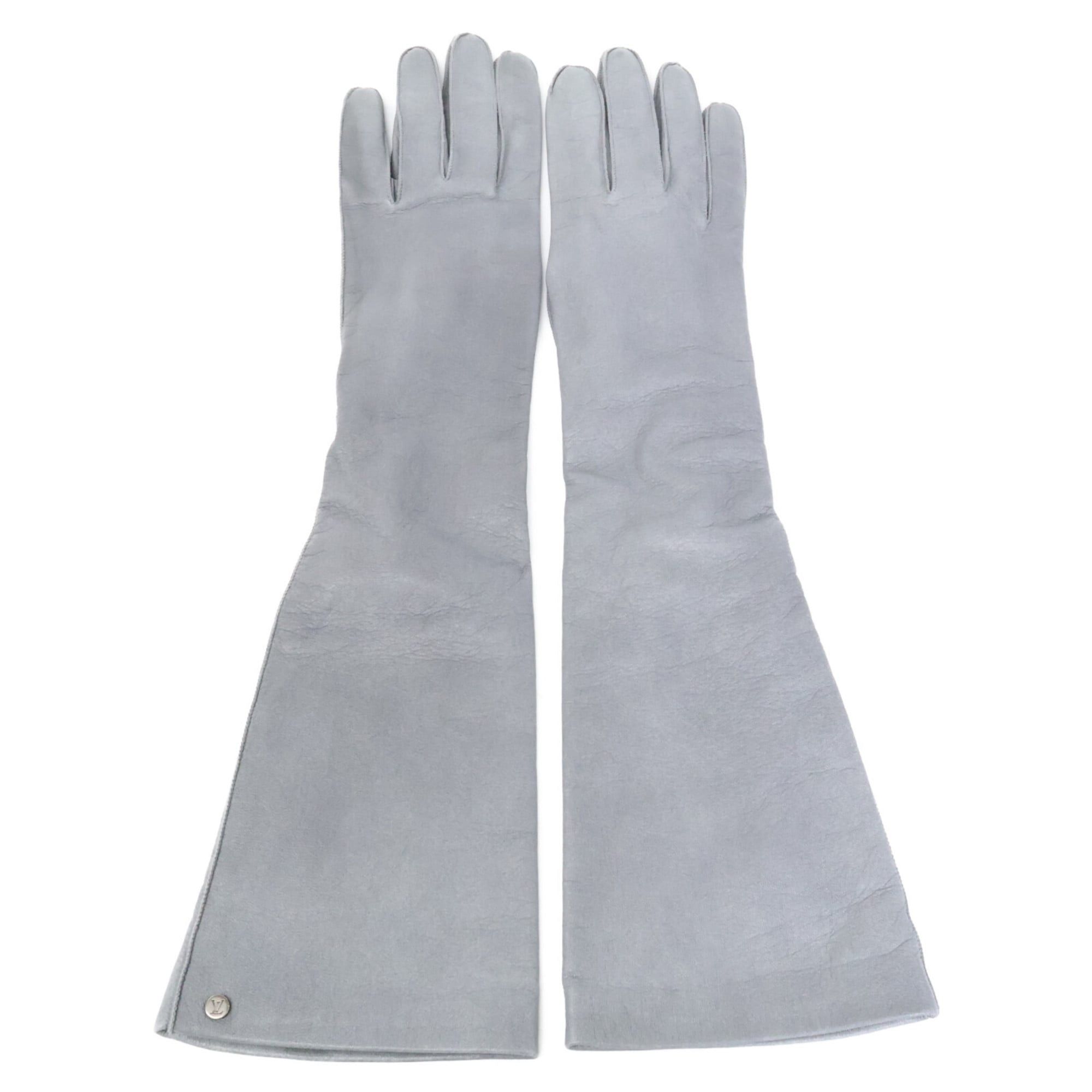 Louis Vuitton LOUIS VUITTON 402820 Ribbon Leather Gloves Gray Women's Size ONE SIZE - 1 Thumbnail