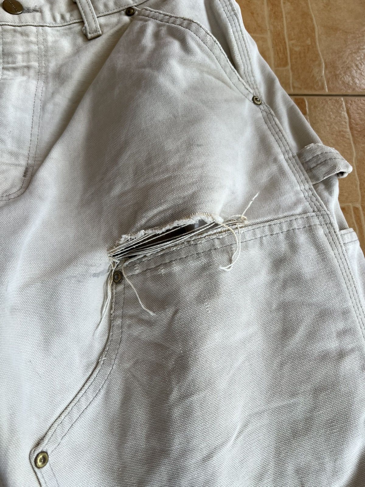 Carhartt Vintage Sun Faded Carhartt Double Knee Distress Denim#USA Size US 30 / EU 46 - 14 Thumbnail