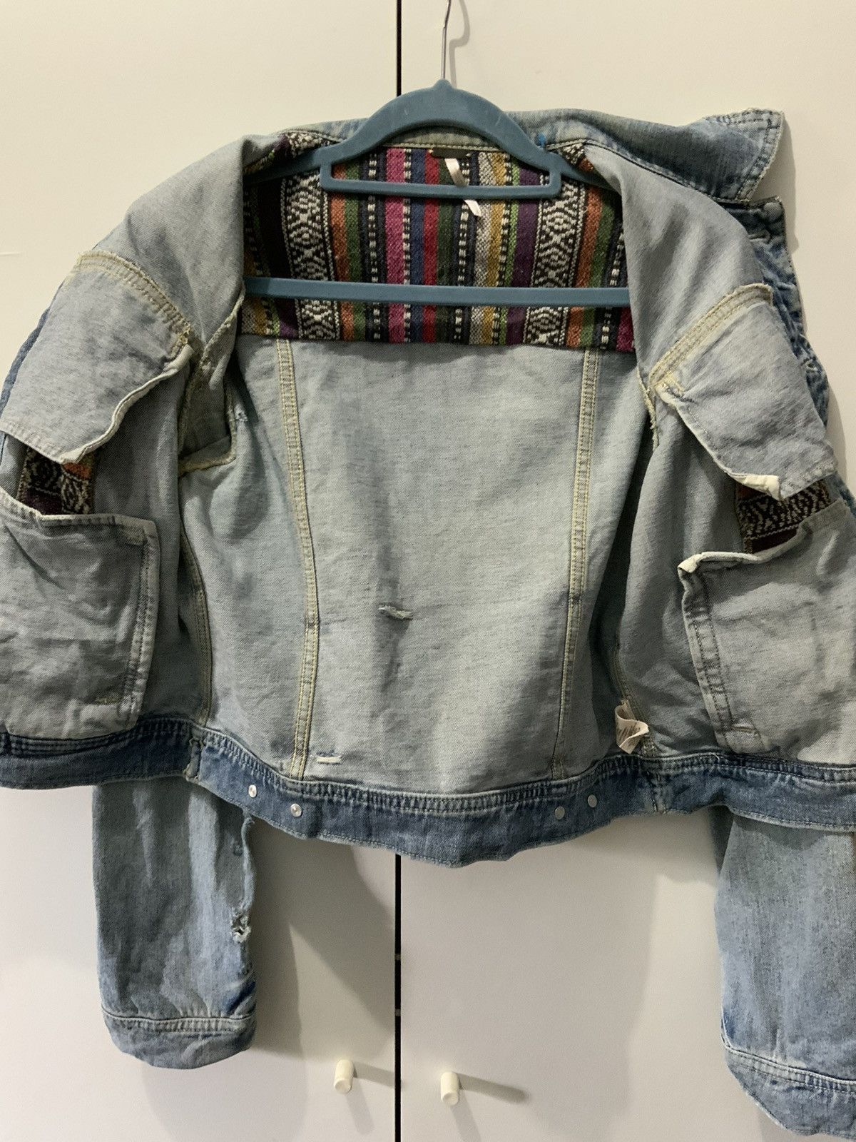 If Six Was Nine Free People Navajo Patchwork Distressed Kmrii Jacket Size US XS / EU 42 / 0 - 12 Thumbnail