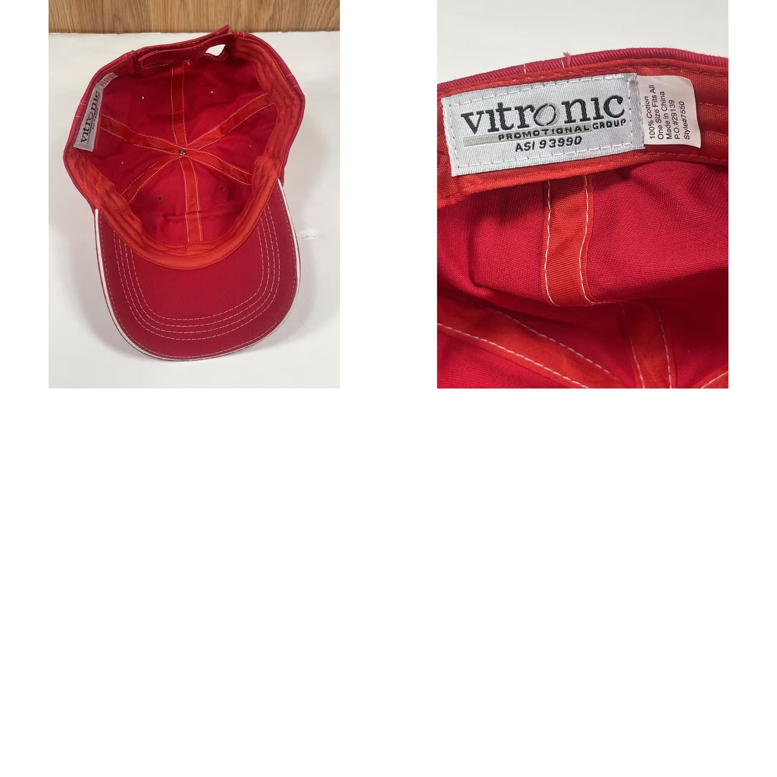 Vintage Vitronic Hat Adult Red Oxford Casino Adjustable Strap Back Cap One Size Fits All Size ONE SIZE - 8 Thumbnail