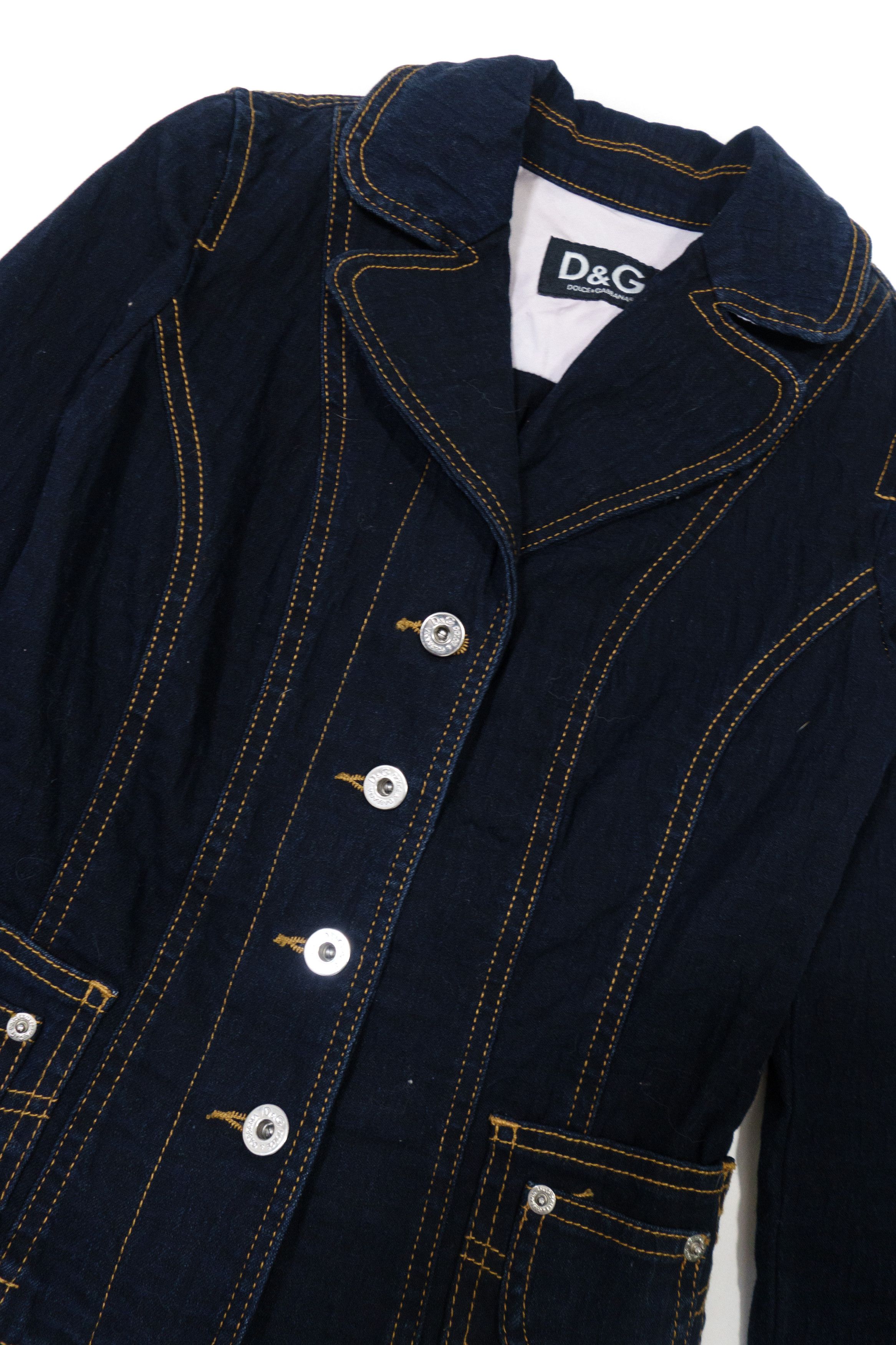 Dolce & Gabbana Y2K D&G Monogram Fitted Denim Jacket Blazer Size XS / US 0-2 / IT 36-38 - 3 Thumbnail