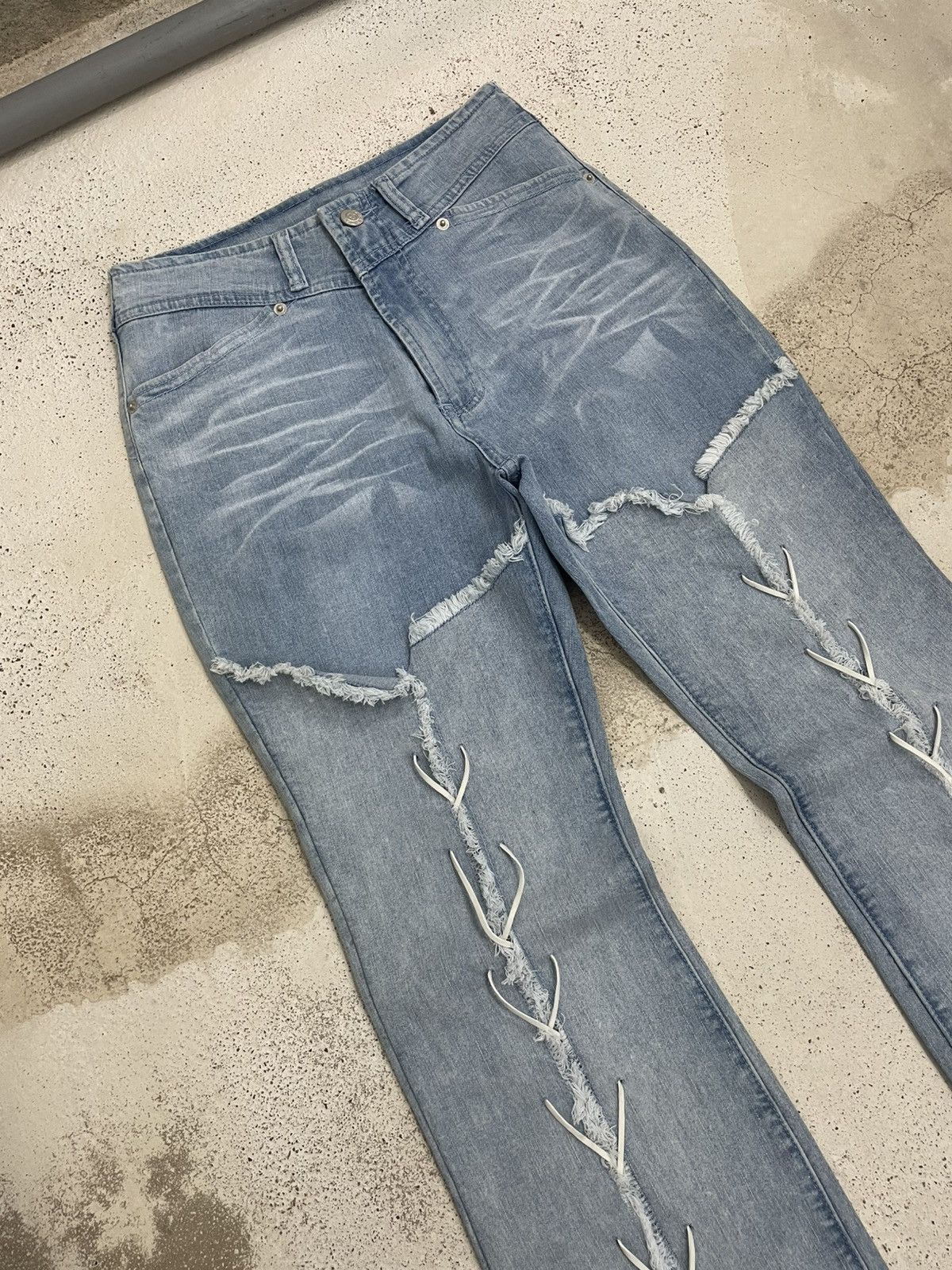 Other JB Tornado Mart Lace Style Stretch Denim Pants Size 25" / US 0 / IT 36 - 4 Thumbnail
