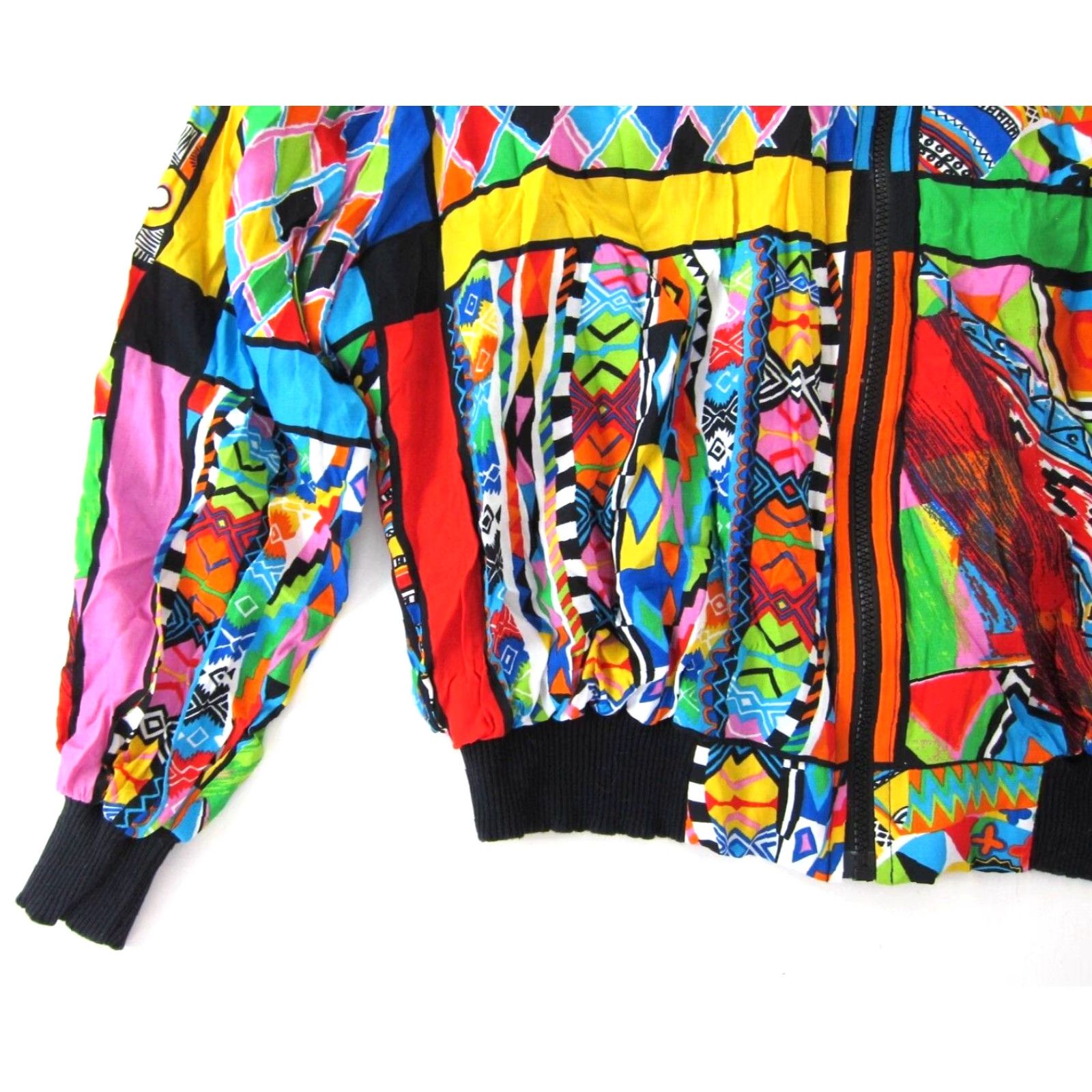 Rainbow VINTAGE TRACES Jacket Geometric 100% Rayon Rainbow Track M-L Women Zip Size M / US 6-8 / IT 42-44 - 6 Thumbnail