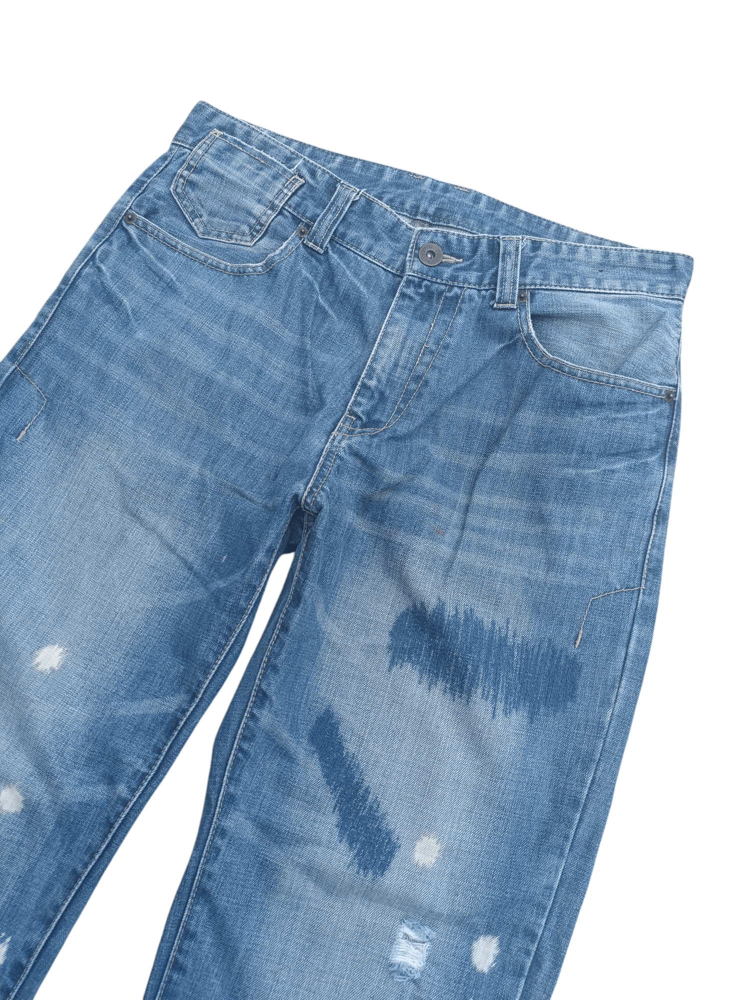 Japanese Brand × Vintage VTG BARON Splash Distressed Whiskers Faded Denim E195 Size US 34 / EU 50 - 4 Thumbnail