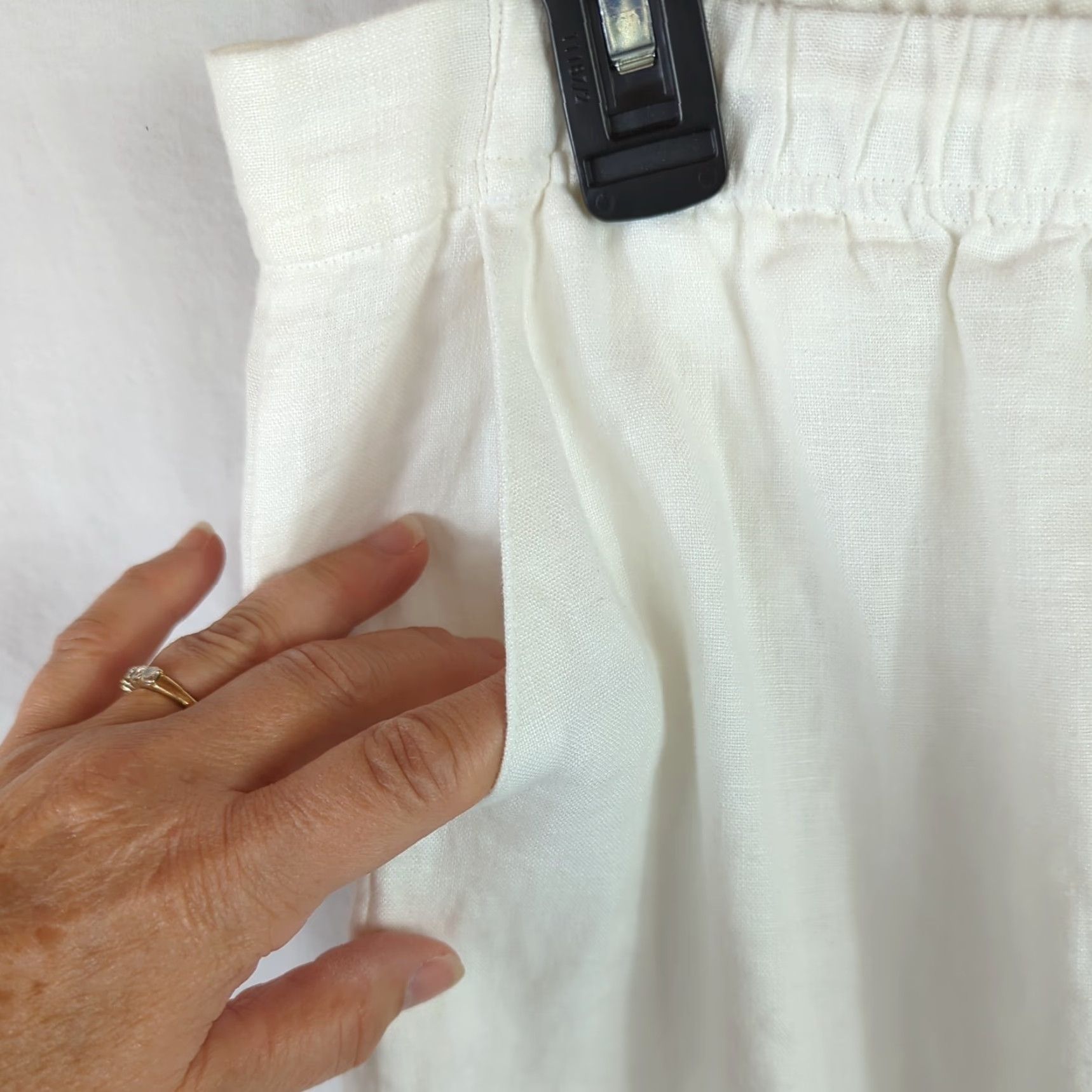 Vince Camuto Vince Camuto Womens Linen Wide Leg Pants White L Elastic Waist Pockets Casual Summer Beach Bohemian 31in Inseam Regular Rise 12” Size Type Regular Size 36" / US 14 / IT 50 - 3 Thumbnail